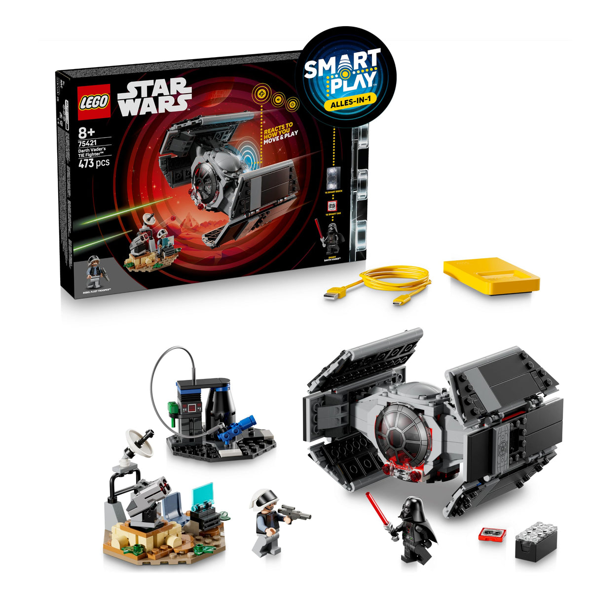 LEGO Star Wars SMART Play Bundle: Setul All-In-One Darth Vader’s TIE Fighter 75421 & Setul Compatibil Luke’s Landspeeder 75420 - Jucării Interactive - Cadouri pentru băieți și fete de 6+ ani