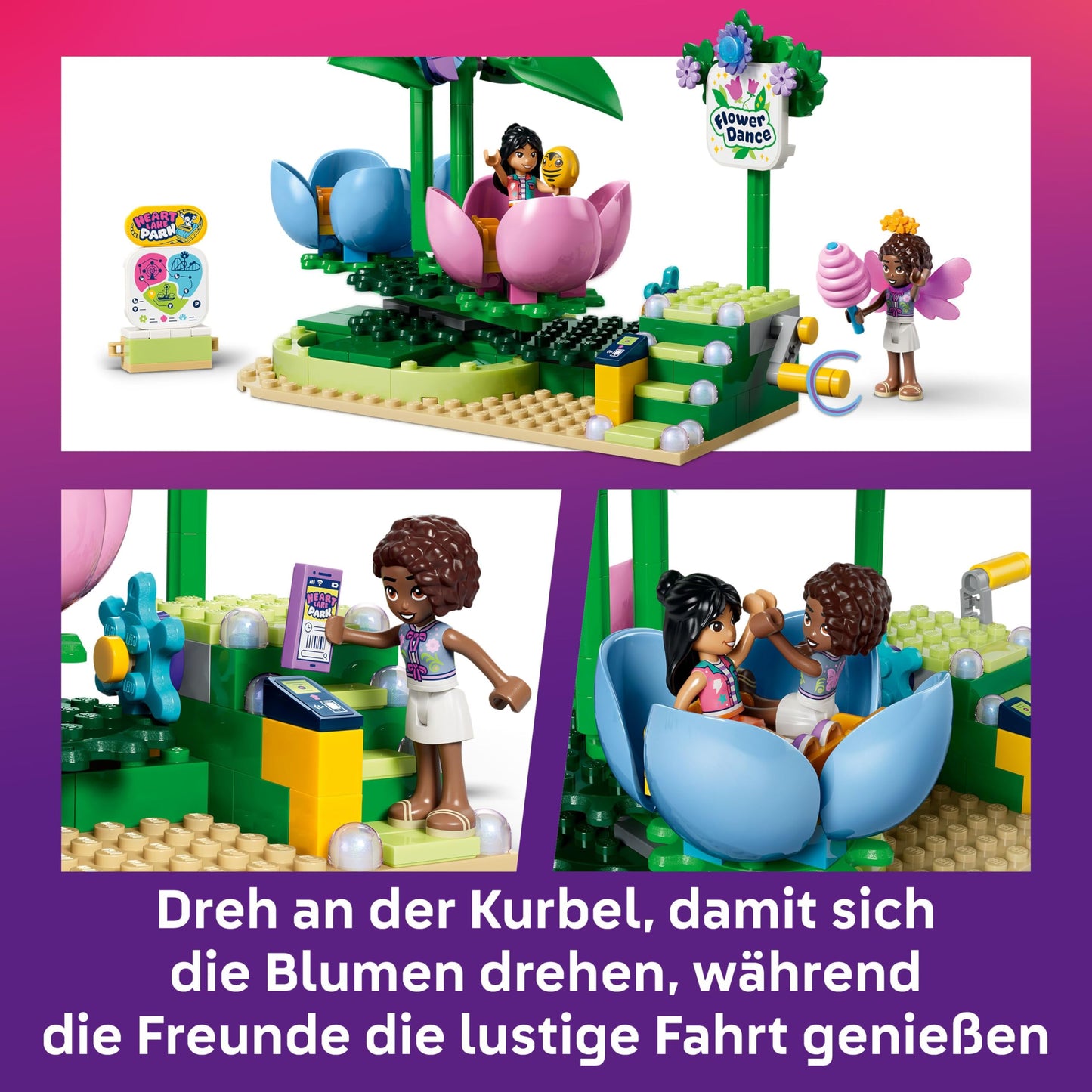 LEGO Friends fairy cup carousel with flower decoration - toy with 3 minifigures, photo booth & accessories - children's room decoration - gift idea for girls aged 7 and over - 42702