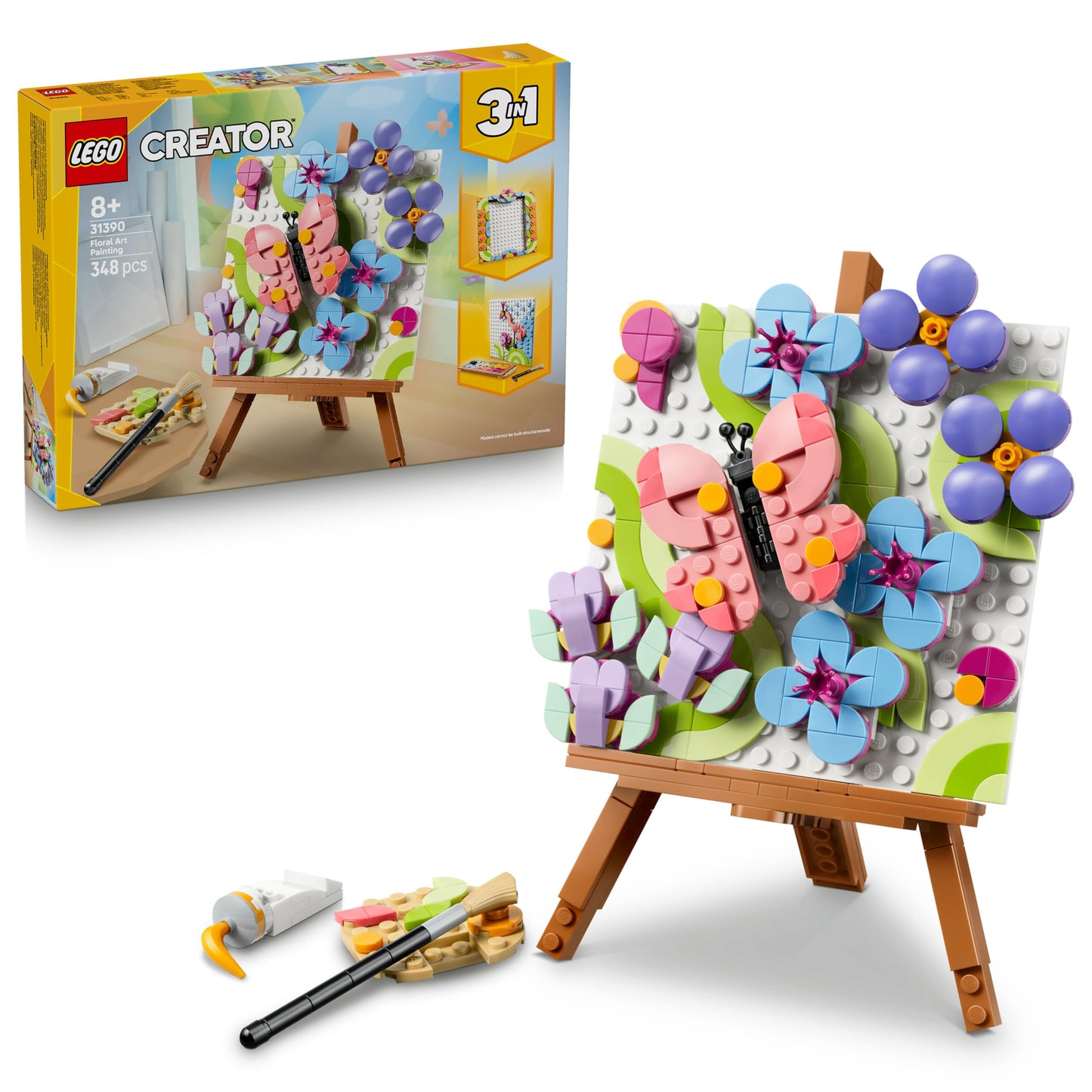 LEGO Creator 3-in-1 set of decorative flower paintings - 3D model building - 3 construction options: painting, picture frame or flamingo sketch - children's room decoration - gift idea for children aged 8 and over - 31390