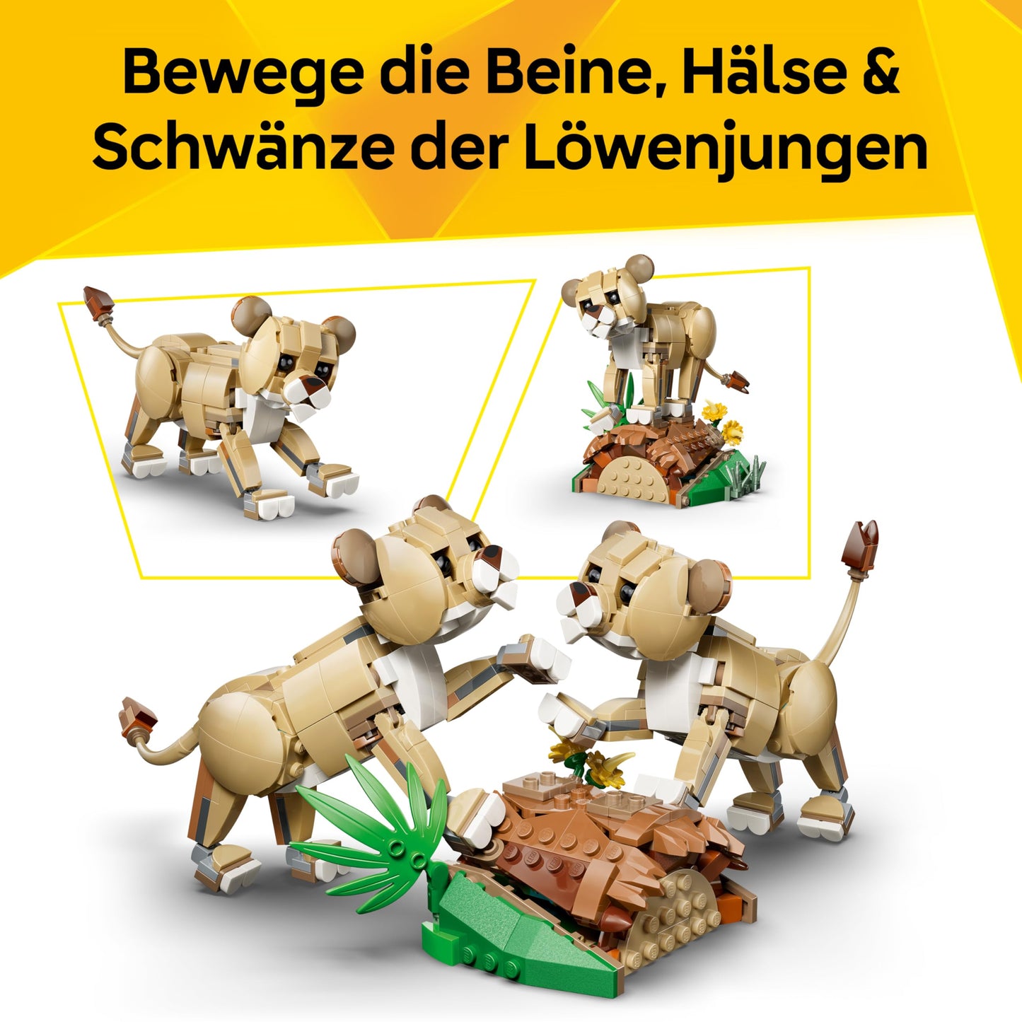 LEGO Creator 3-in-1 set Wild Animals: Majestic Lion - building set for children aged 9 and up - lion, lioness or 2 lion cubs to build, play and display - gift - 31386