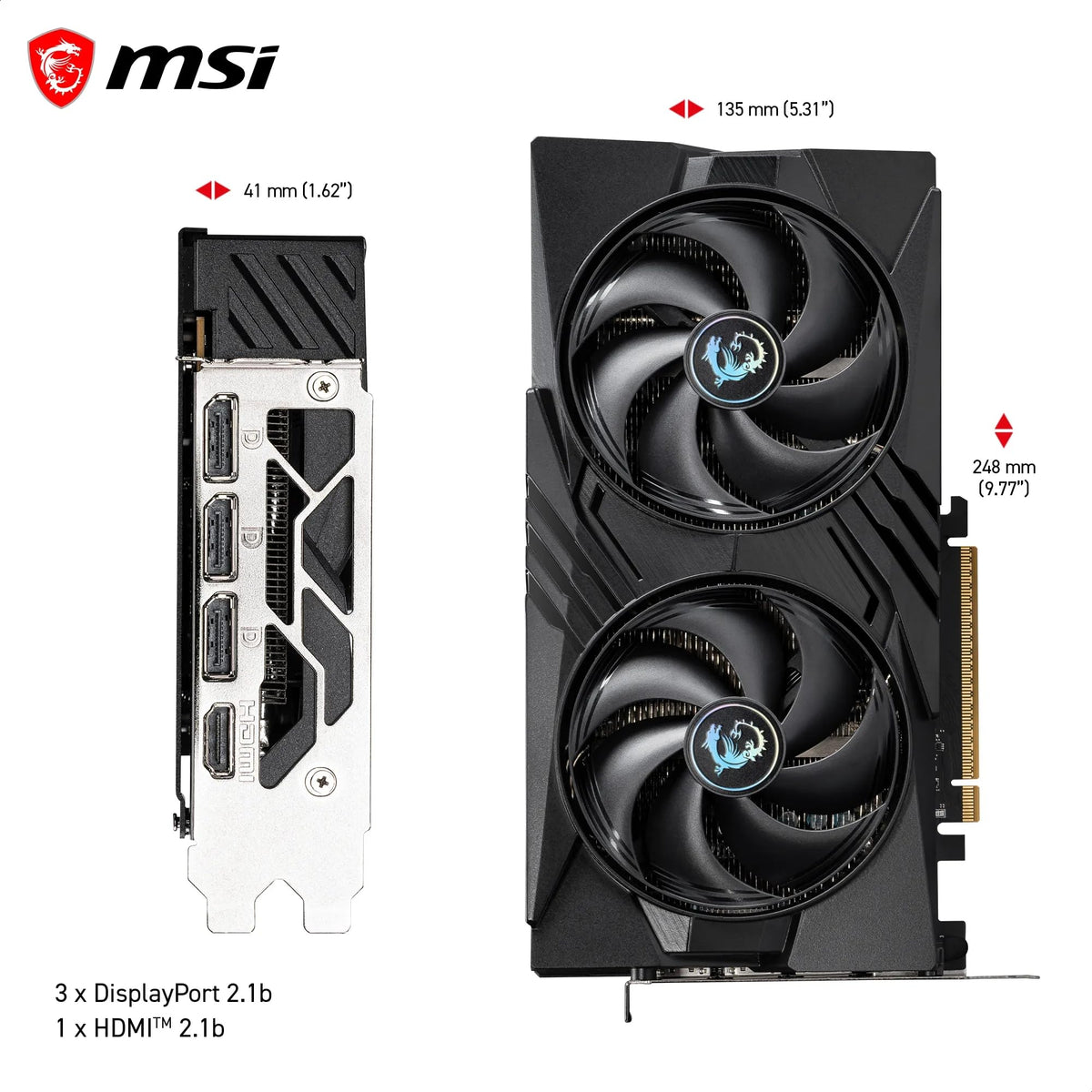 MSI GeForce RTX 5060 8G Gaming OC - 8GB GDDR7 (28Gbps/128-bit), PCIe 5, Boost: 2625 Hz, HDMI 2.1b, DisplayPort 2.1b - GEFORCE