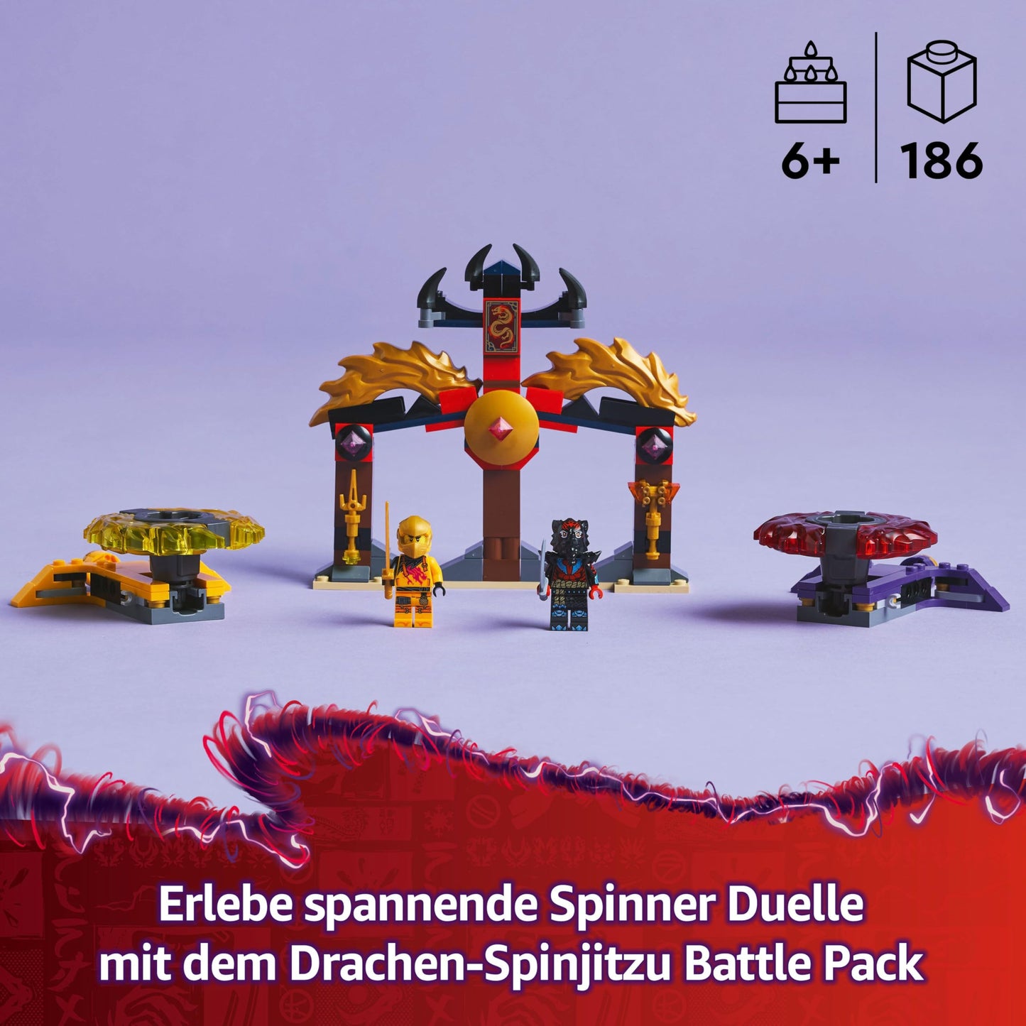 LEGO NINJAGO Dragon Spinjitzu Battle Pack with 2 minifigures - Ninja toy with spinner for boys and girls aged 6 and up - Gift idea for fans of the TV series Rise of the Dragons 71826