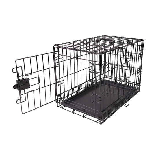 Amazon Basics Collapsible Dog Crate Made of Wire with Floor Tray, Single Door, Black, L 76 x W 48 x H 53 cm - 9001N-30A