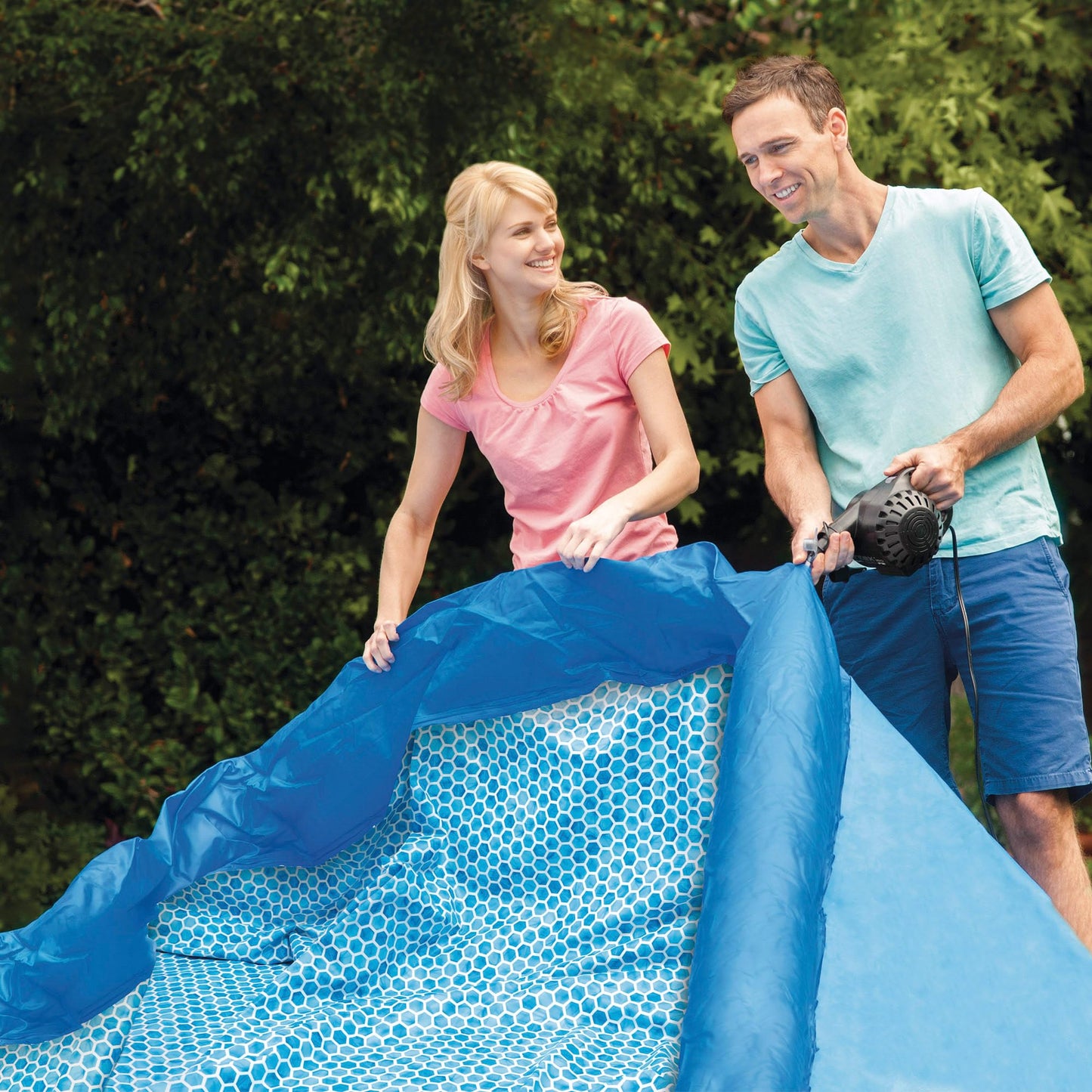 INTEX "Easy Set" XL pool, round above-ground pool, 366 x 76 cm, volume 5,621 l, large inflatable pool for the garden - above-ground pool for children aged 6 and over, blue (28130NP)