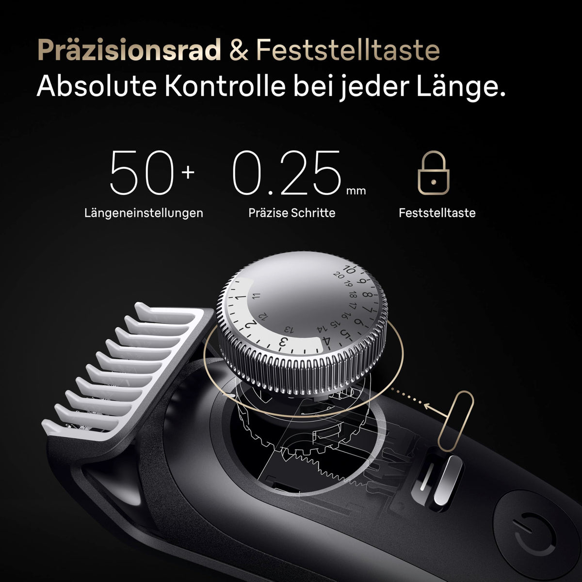 Braun Trimmer de barbă Series 9, Tăietor de barbă fără fir pentru bărbați, BT9525, Titan