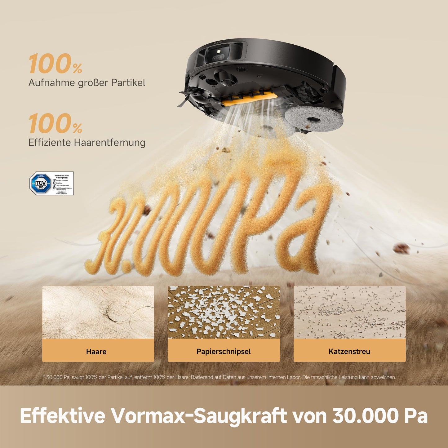 dreame L50s Pro Ultra vacuum robot with mopping function 100 days automatic emptying, mop self-cleaning at high heat, 30,000 Pa suction power, corner and edge cleaning, detangling brush - RLL88HE