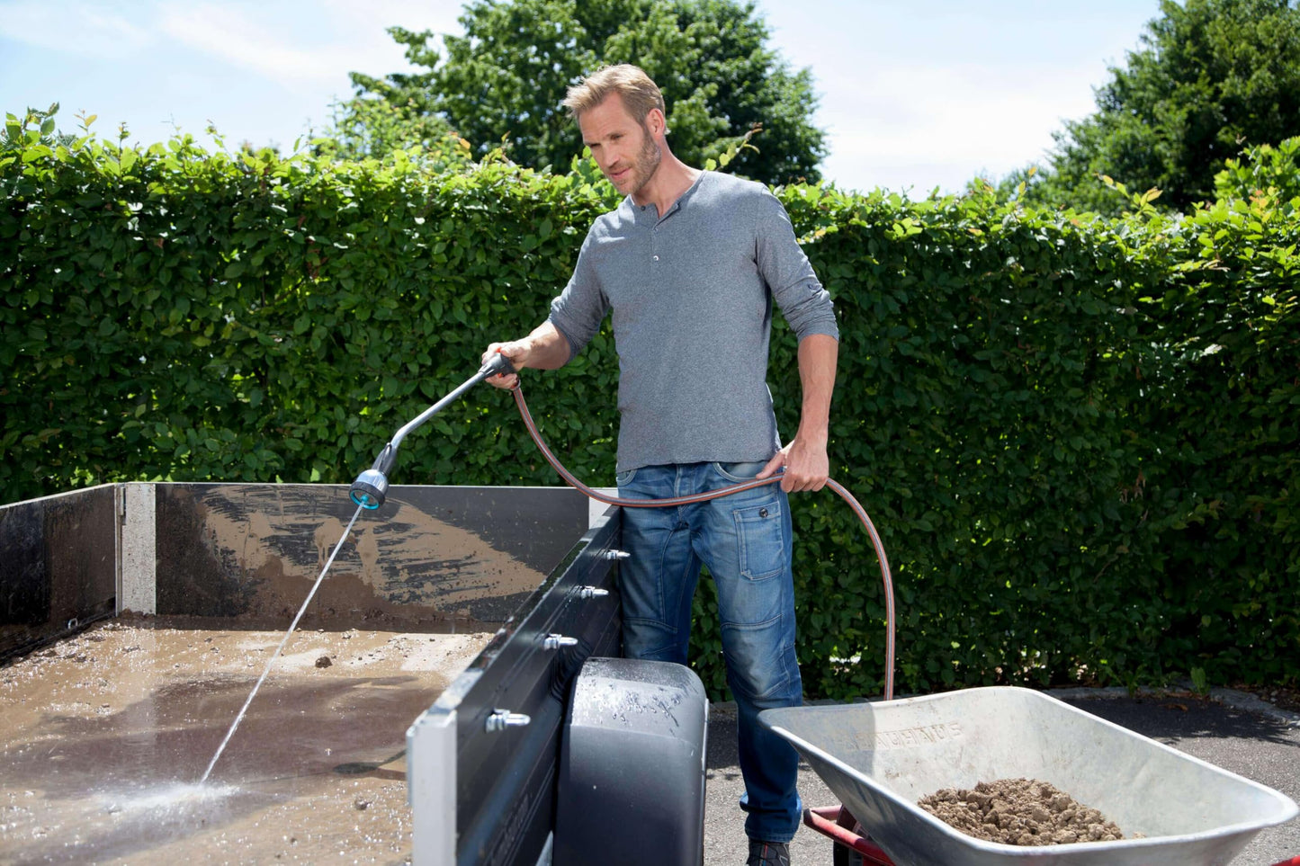 Gardena Premium watering wand: Robust garden shower for watering and cleaning, 90 cm long, 3 jet types, one-handed operation, frost protection (18336-88)