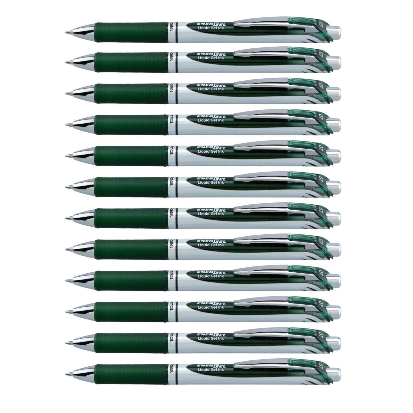 Pentel EnerGel XM BL77 Gel Pens with Push Mechanism, Forest Green (Pack of 12) - BL77-D3X-VE
