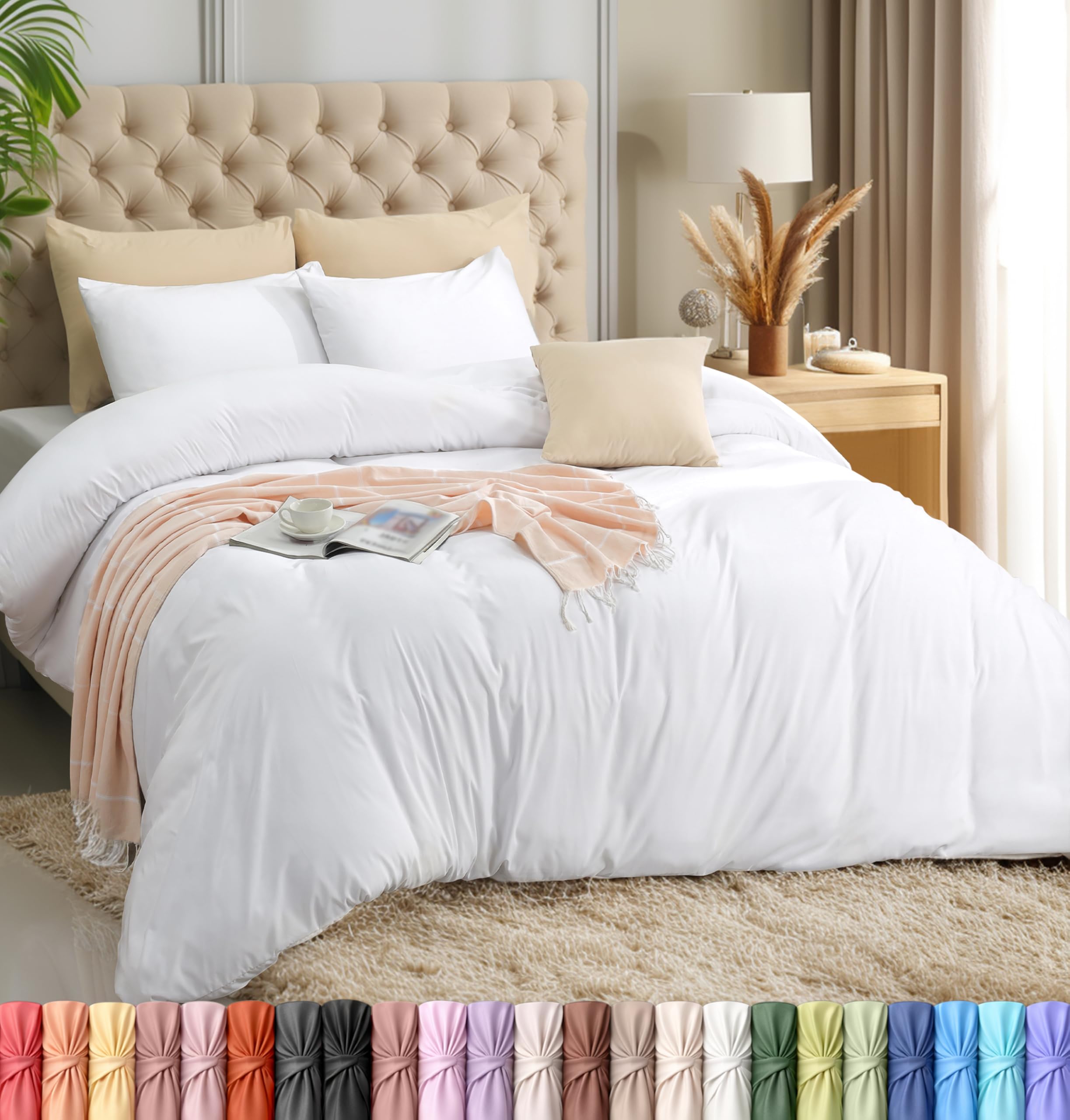 Utopia Bedding Duvet Cover Set with Pillowcases - 3 Piece Zipper Bedding Set - 1 Duvet Cover with 2 Pillowcases - Soft Brushed Microfiber (Queen, White) - UBMICROFIBERLWDUVETKINGWHITE