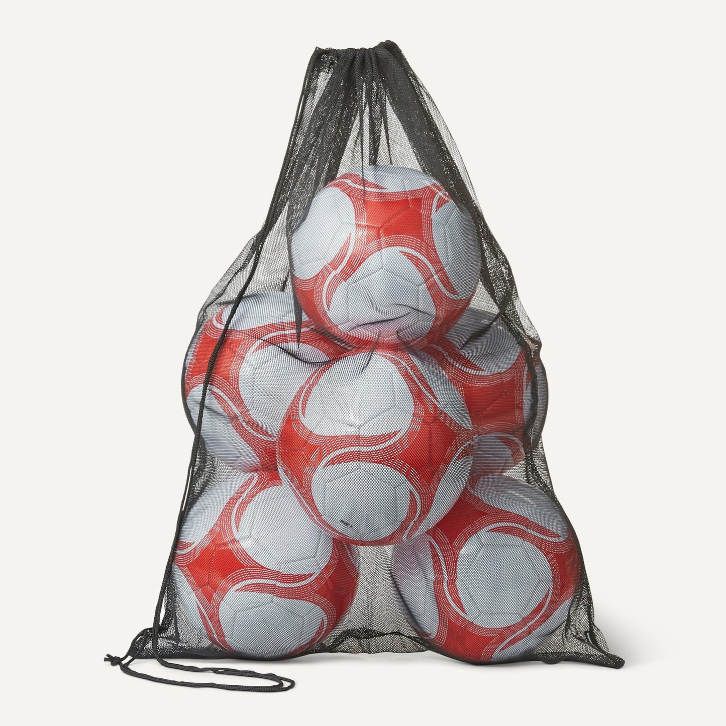 Amazon Basics 6 Pack Size 4 Footballs with Pump and Bag - Training Ball Set, PVC Construction, Butyl Bladder, Machine Stitched Practice Balls for Teams, Schools, Camps, White and Red - GYPSB-46
