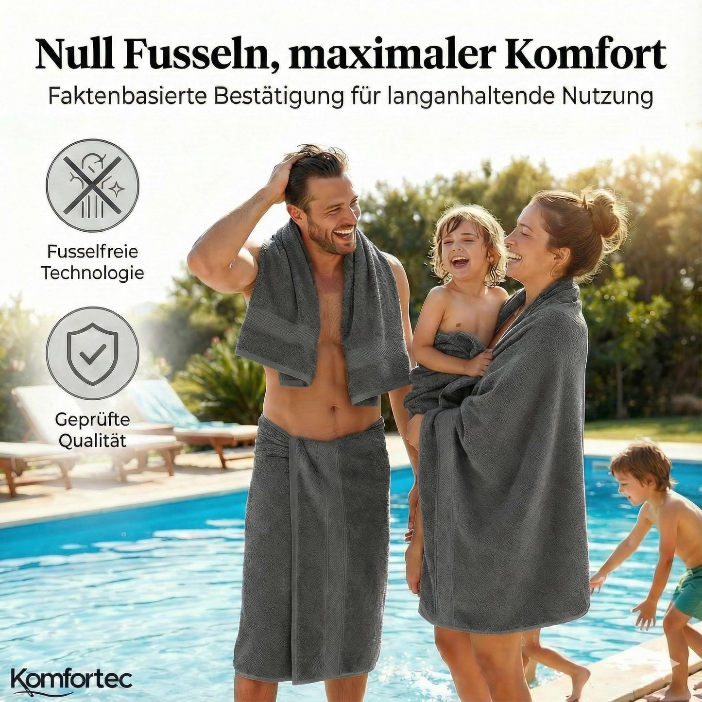 Komfortec set of 8 towels, 4 bath towels 70x140 cm & 4 hand towels 50x100 cm, 100% cotton terry cloth, fluffy and absorbent, anthracite gray - 4er-50x100-und-4er-70x140-anthrazit-amz