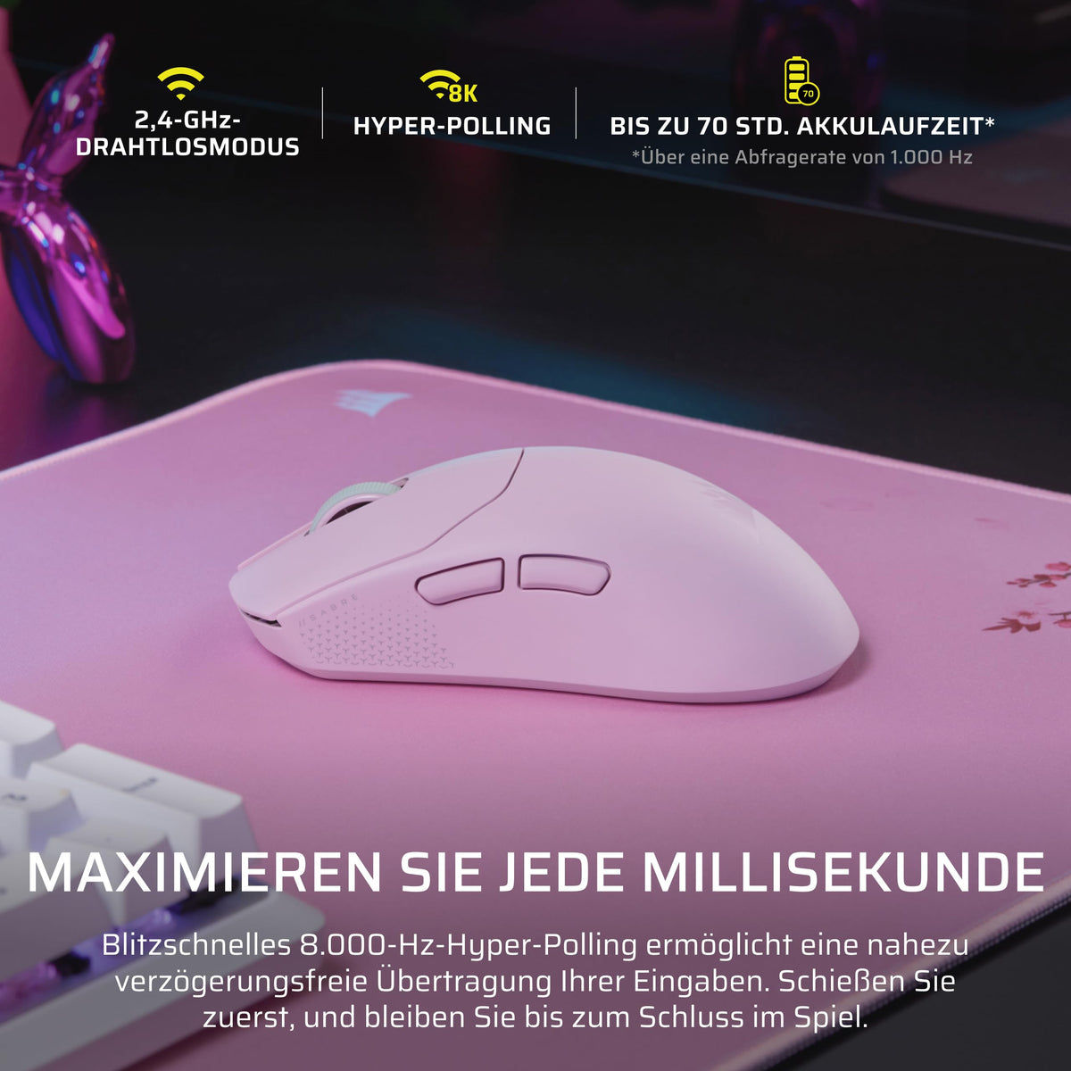 Corsair Sabre v2 PRO Ultralight Wireless FPS Gaming Mouse - Pink - CH-931G007-WW