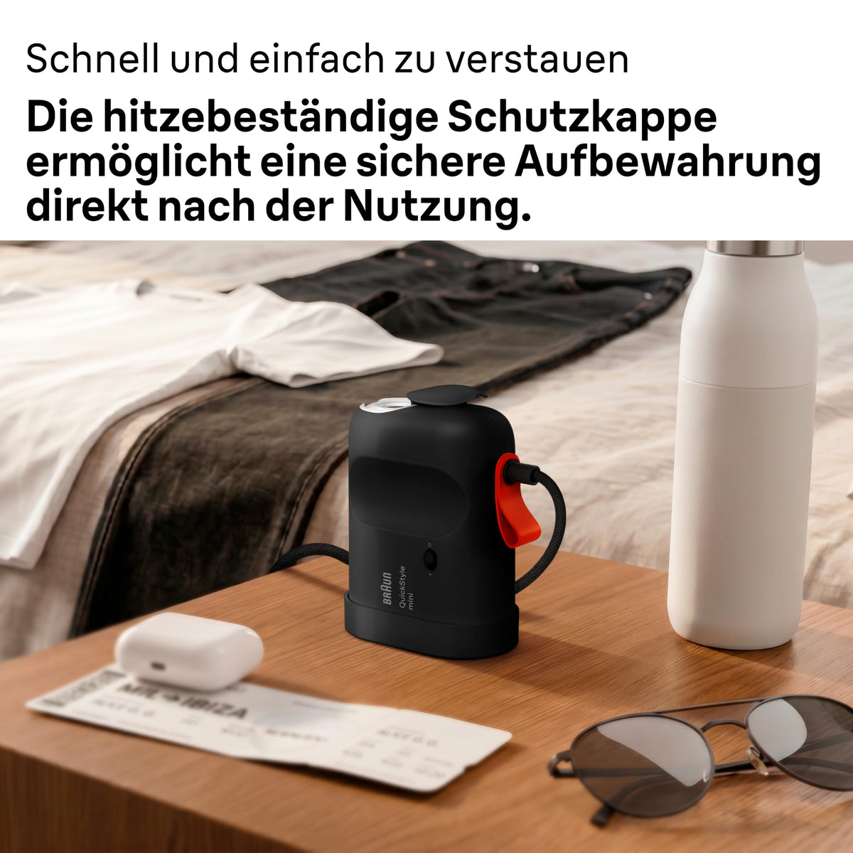 Braun QuickStyle mini - Fier de călcat cu aburi, până la 20 g/min putere de abur, Negru - GS1071BK