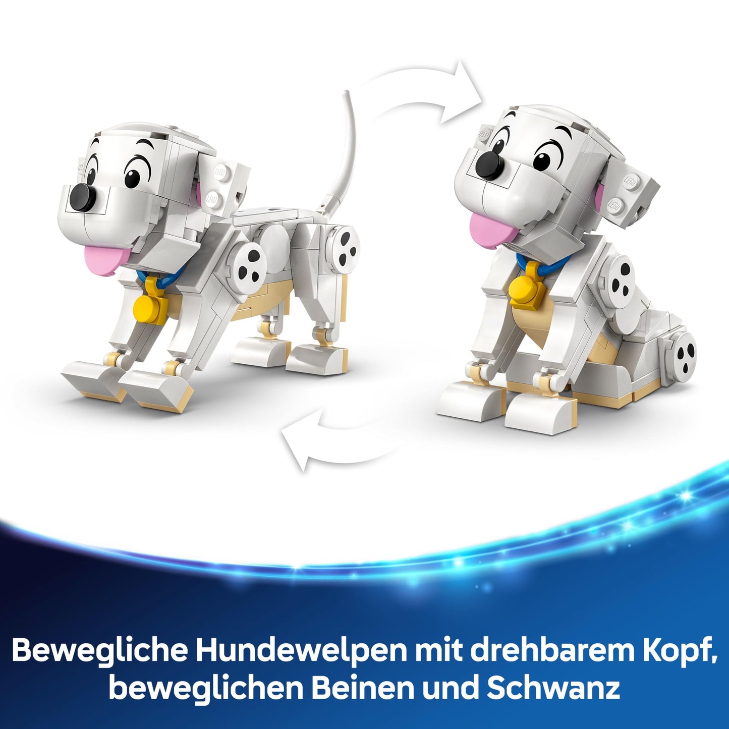 LEGO ǀ Disney Lucky & Penny 101 Dalmatians - Puppy Playset - Animal Figures to Play with Moving Heads, Legs & Tails - Bones & TV - Gift for Girls Ages 6 and Up - 43271