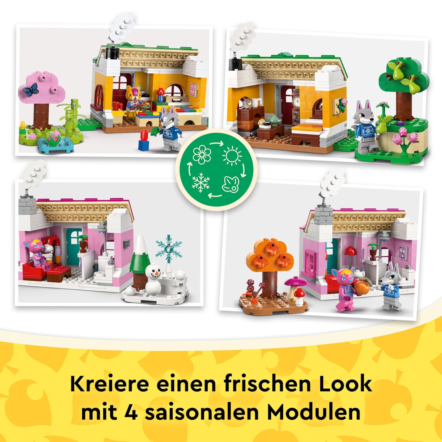 LEGO Animal Crossing - Creative Houses: Seasons of Fun - 2-in-1 playset with 2 playhouses, minifigures of Stitches, Feline & Grimm - Gamer gift for girls, boys aged 7 and up - 77057