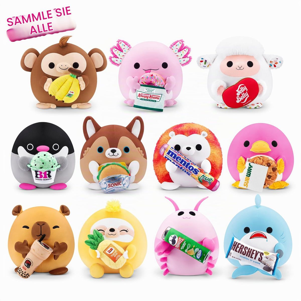 Snackles, Series 2, Penguin (Baskin Robbin), Plush Toy, Cuddly Squishy Comfort Plush with Licensed Snack Brand Accessory, Large (40 cm), Brown Box, (Penguin) - 77606G