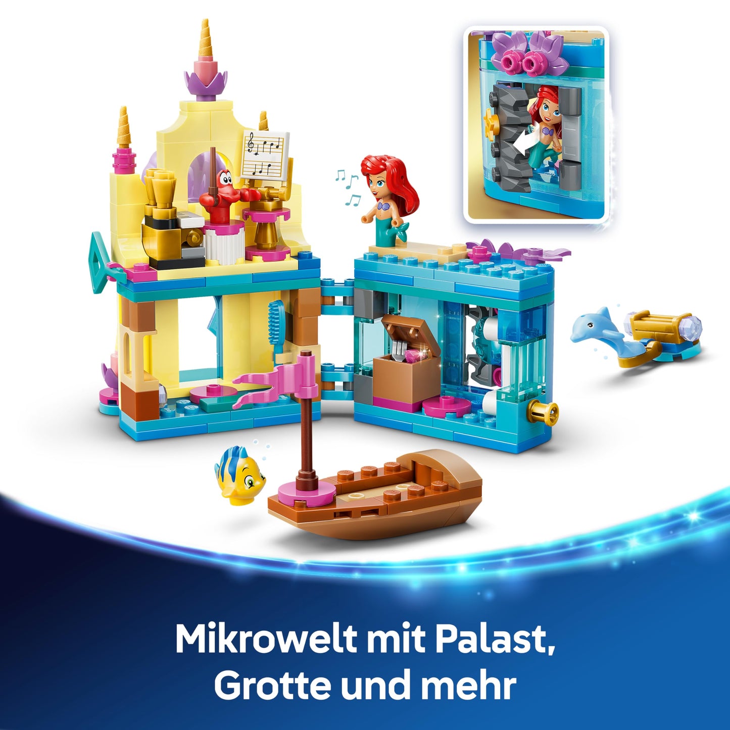 LEGO ǀ Disney Princess Ariel's Magic Mini Castle - Toy Castle from The Little Mermaid with a Micro Doll, Animal Figures Sebastian & Fabius - Gift for Girls from 5 Years - 43285