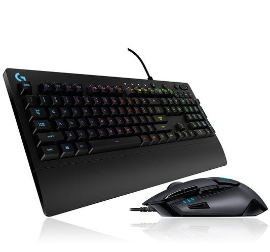 Logitech G402 Hyperion Fury Gaming Mouse, 4000 DPI Optical Sensor, 8 Programmable Buttons + Logitech G213 Prodigy Gaming Keyboard, RGB Lighting, Programmable G-Keys