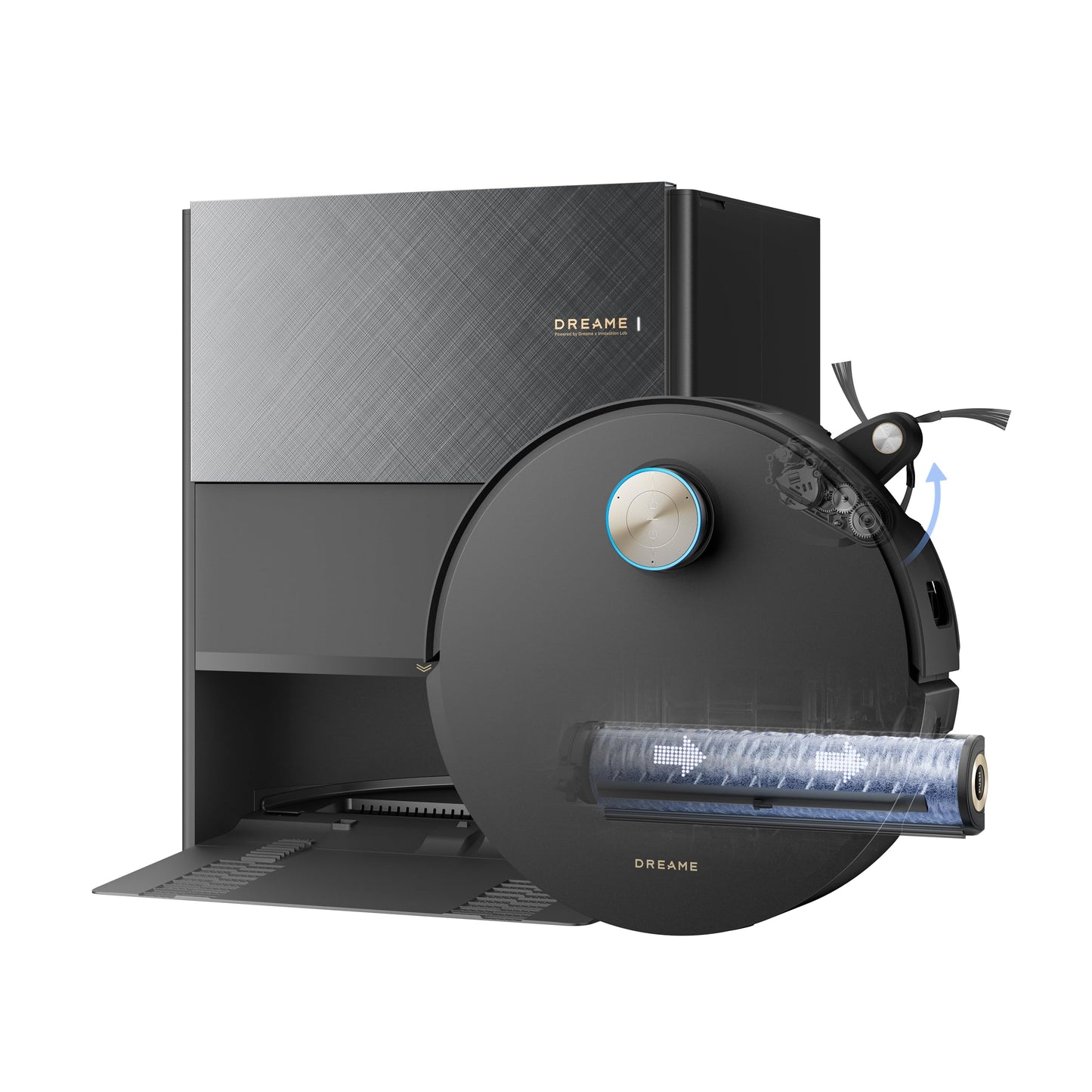 dreame Aqua10 Ultra Roller Complete vacuum robot with wiping function, 30,000Pa suction power, 8 cm obstacle clearance, self-cleaning of the rollers, automatic emptying, intelligent voice control Black - RLH71DE-1