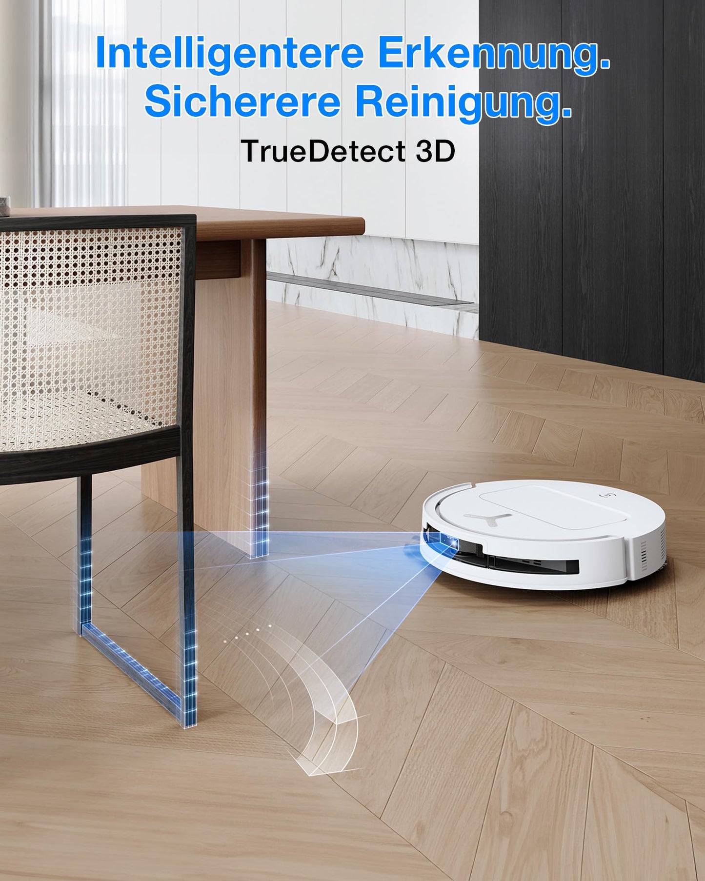 ECOVACS DEEBOT T50 Omni Gen3 robot vacuum cleaner with mopping function, 25,000 Pa, ZeroTangle 3.0, AIVI 3D 2.0, all-in-one omni station, cleaning the mop at 75 °C, ultra-flat 81 mm, matt white