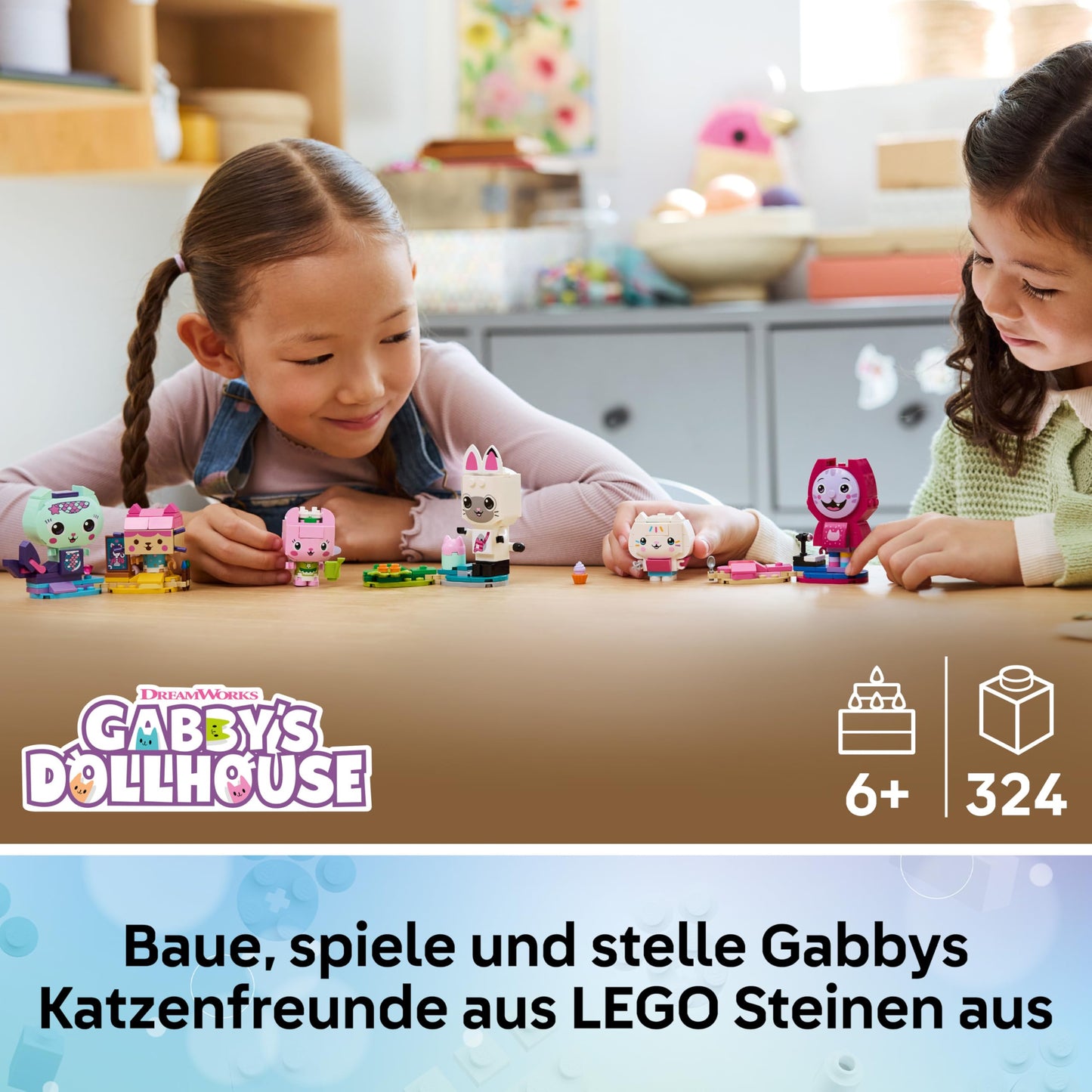 LEGO Gabby's dollhouse Gabby's cat friends - toy with 6 animal figures including sea kitty and kitty fairy - stand for display - gift for girls aged 6 and over - 11215