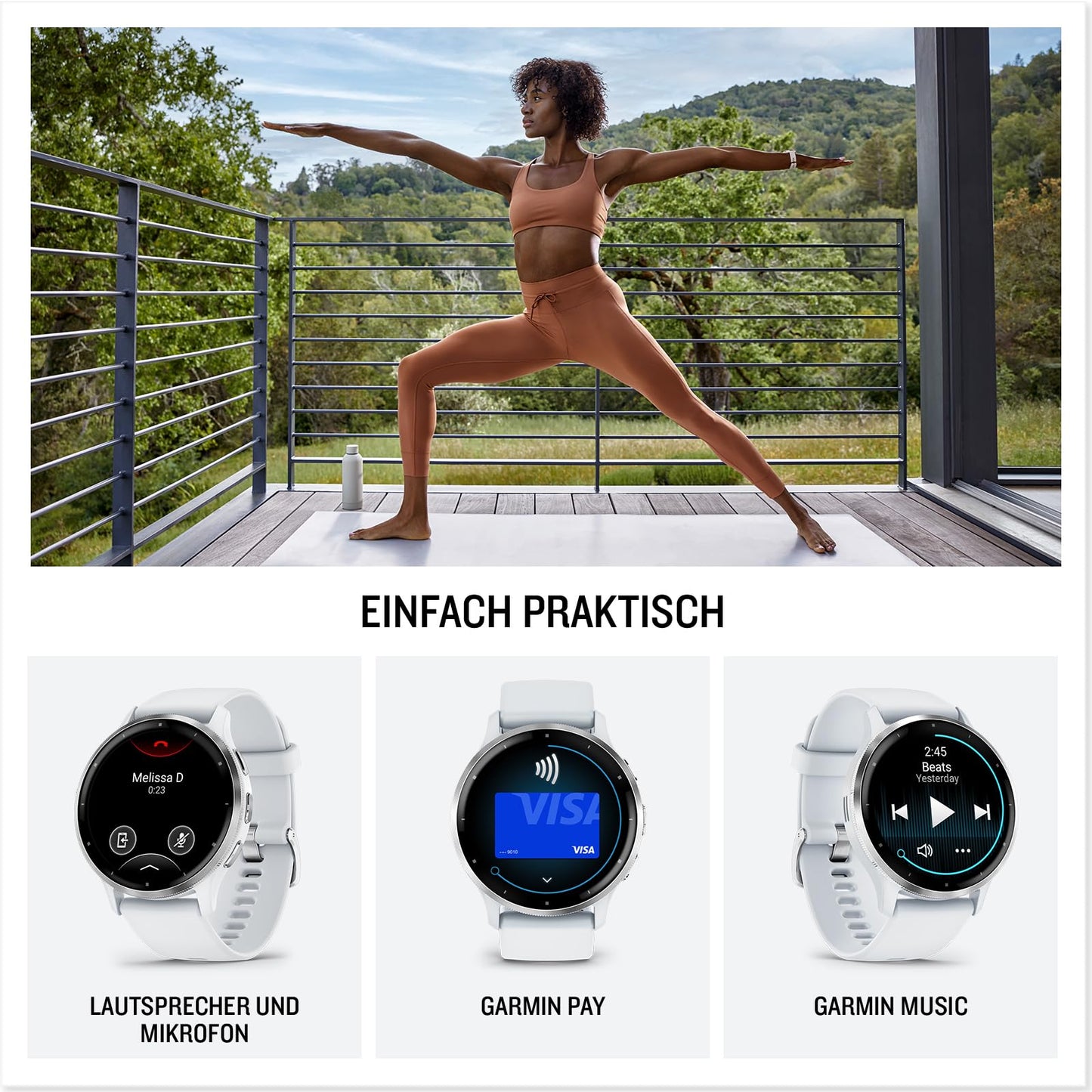 Garmin Venu 3 45mm – fitness smartwatch, 1.4" AMOLED touch display, up to 14 days battery life, 30+ sports apps, Bluetooth telephony and voice assistance, music, GarminPay, wheelchair mode - 010-02784-01