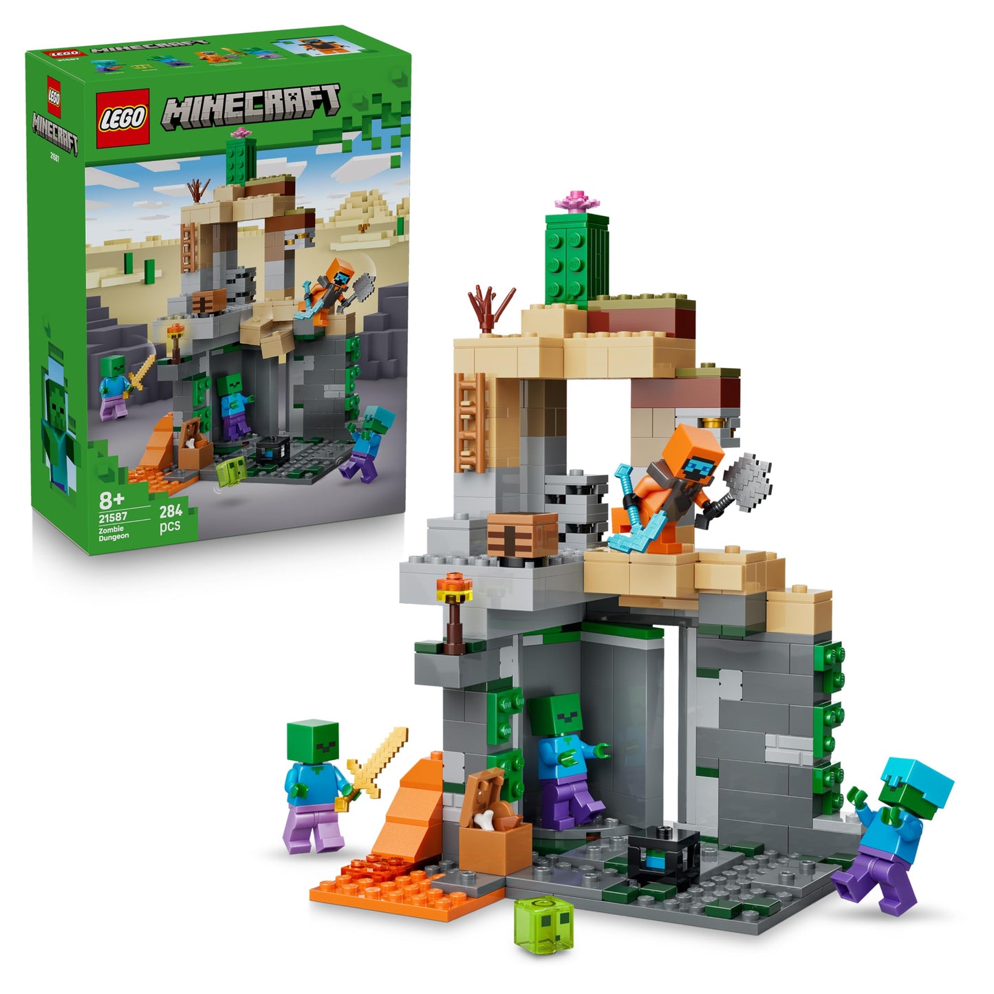 LEGO Minecraft Zombie Dungeon - building toy for role-playing games - Minecraft playset for boys and girls aged 8 and up with 3 zombies, a warrior and video game accessories - 21587