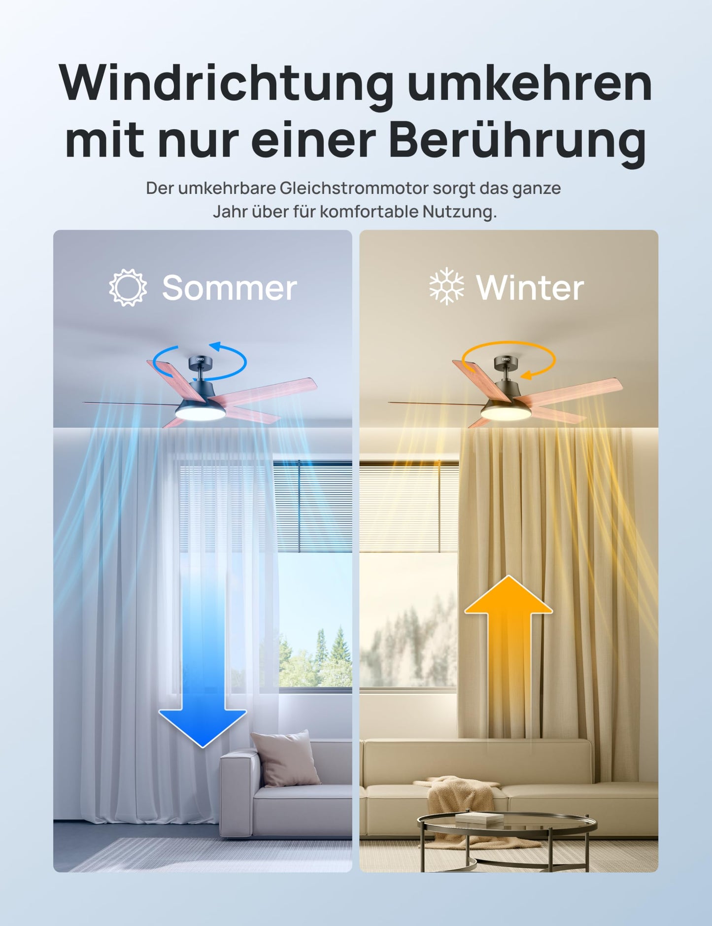 DREO Smart Ceiling Fan with Light, 52" 12 Speeds, 3 Modes, Continuously Dimmable LED Lighting, Quiet DC Motor, 12H Timer, Remote Control/APP/Alexa, Indoor, Black - DR-HCF001S