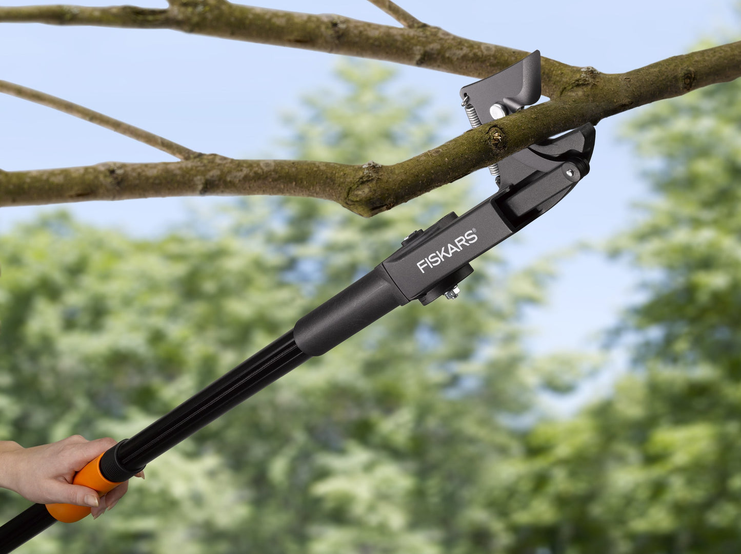 Fiskars anvil cutting giraffe for dry and hard wood, non-telescopic, cutting angle adjustable by 260°, steel blade/aluminum handle, length 1.61 m, black/orange, UP53, 1000597 - 115350