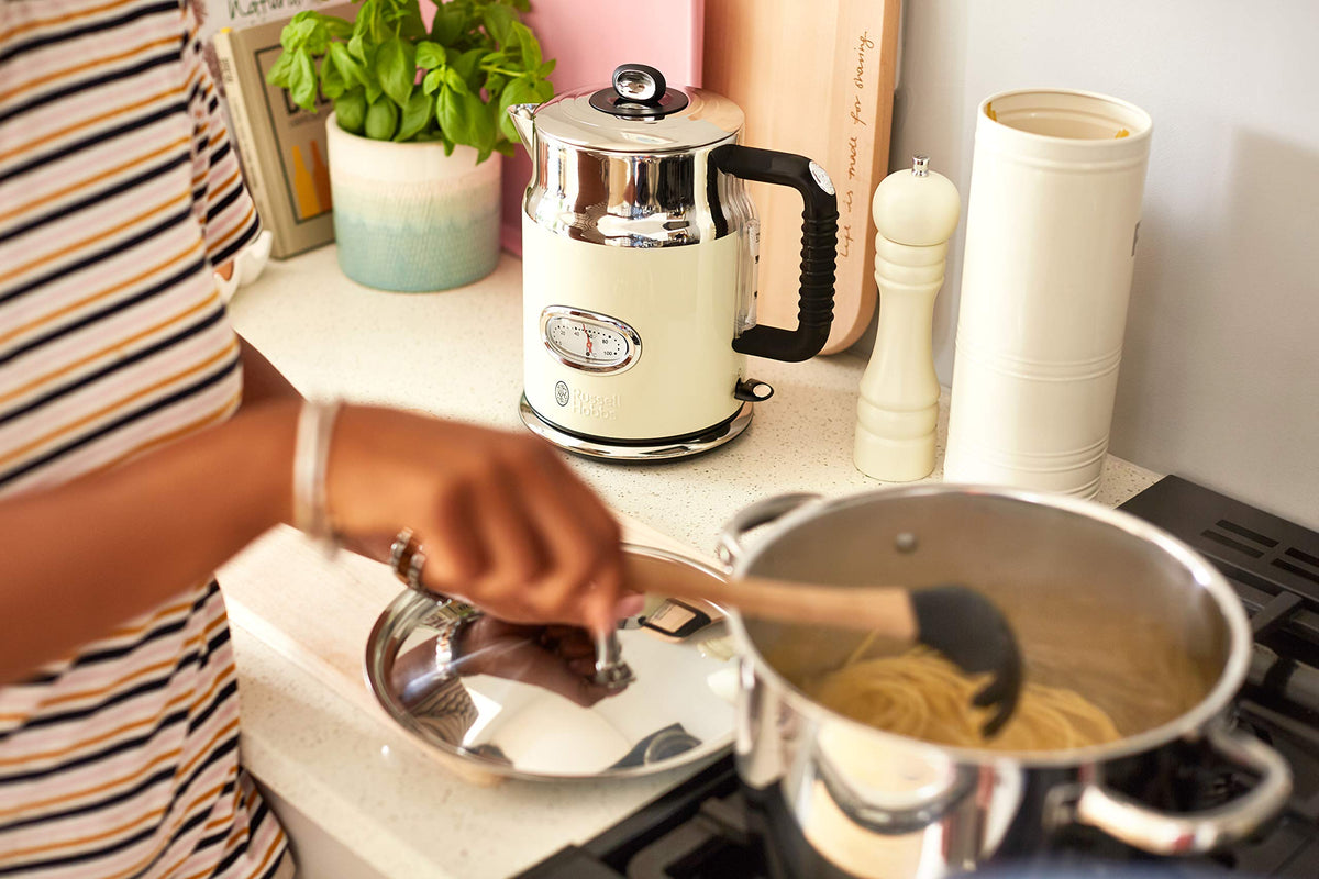 Russell Hobbs Kettle, 1.7 l, 2400W, Cream and Polished Stainless Steel - 21670-70