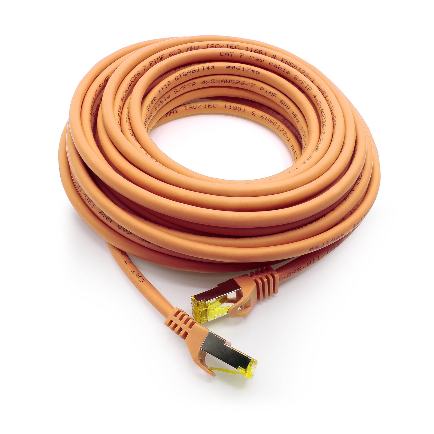 1aTTack.de Cat.7 network cable 2m orange pack of 10 Cat7 Ethernet cable network LAN cable raw cable 10 Gb s SFTP PIMF LSZH set patch cable with Rj 45 plug Cat.6a - 4251073616957