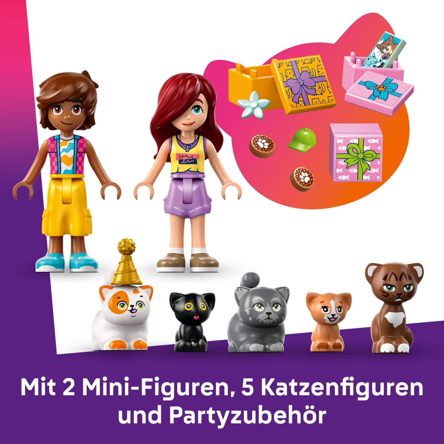 LEGO Friends Cat Birthday Party & Tree House - Toy with 2 Minifigures & 5 Animal Figures - Rotating Table, Piñata & Fun Accessories - Creative Gift for Girls Ages 6 and Up - 42666
