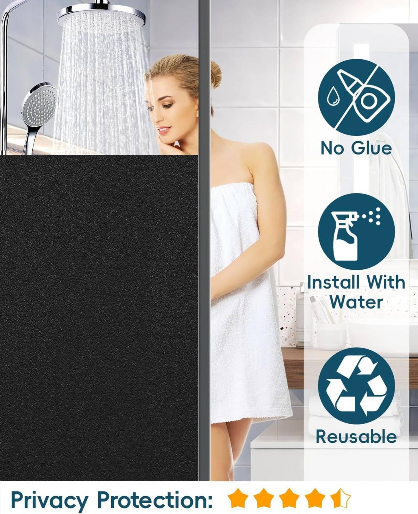 Antrect window film privacy protection, frosted glass film self-adhesive window 110 x 200 cm mirror film window privacy protection frosted glass film window - HO-fenster