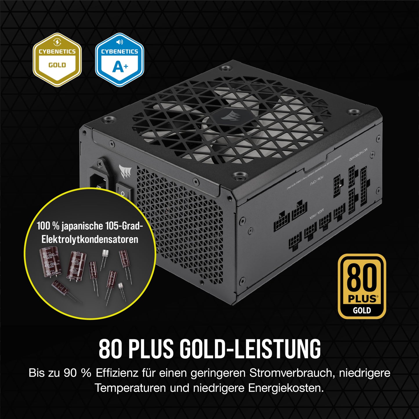 Corsair RM750x SHIFT Fully Modular ATX Power Supply - Modular Side Interface - ATX 3.1 & PCIe 5.1 Compatible - Zero Speed Fan Mode - 105°C Capacitors - 80 PLUS Gold Efficiency - Black - CP-9020251-EU