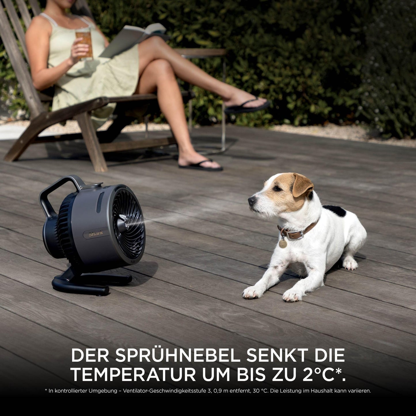Shark FlexBreeze HydroGo - Powerful mist fan, indoor and outdoor cooling, quiet and durable, with and without cable, compact and lightweight, 5 speeds, anthracite FA050EU