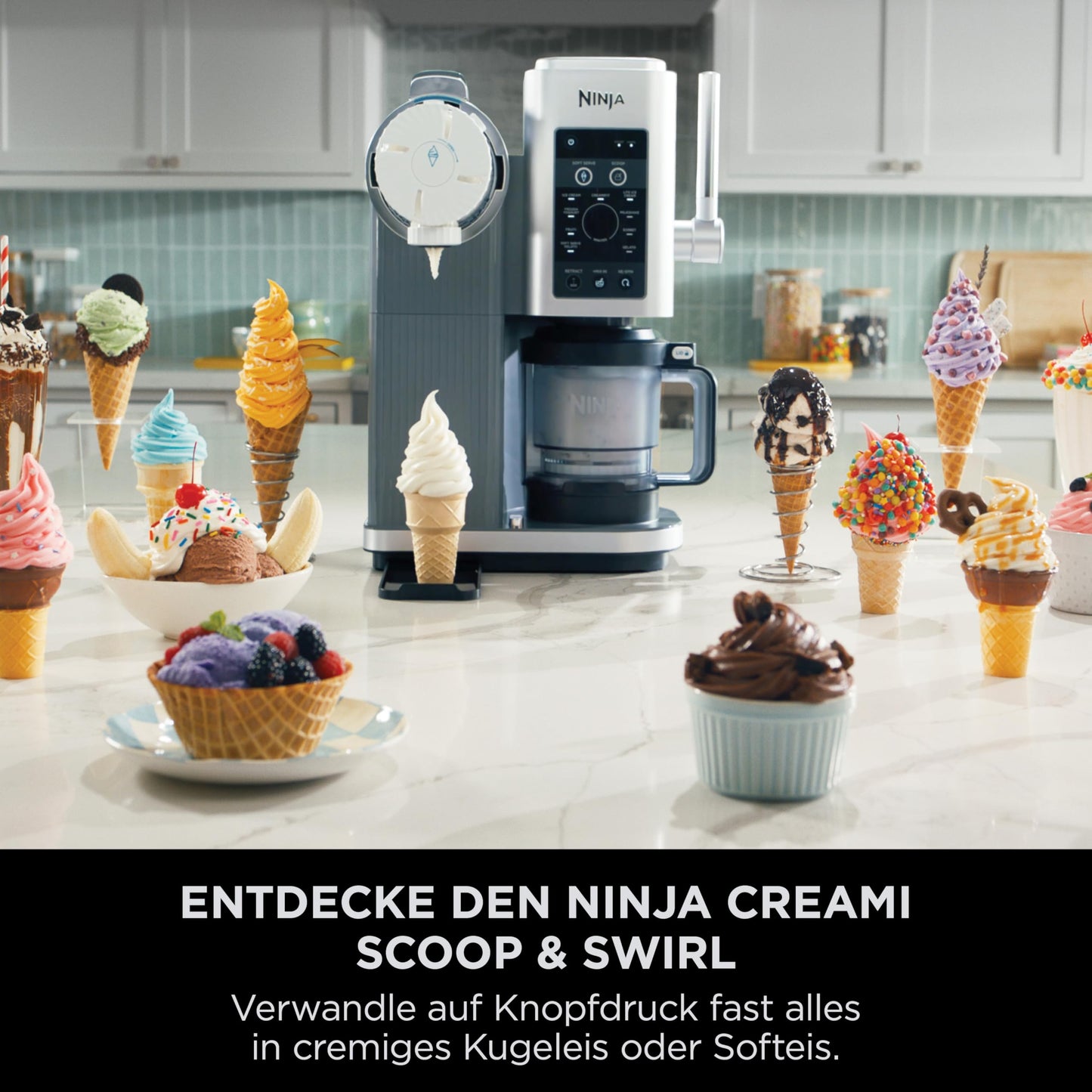 Ninja CREAMi Scoop & Swirl Ice Cream Maker with 2 Containers, 13 Functions Platinum Silver