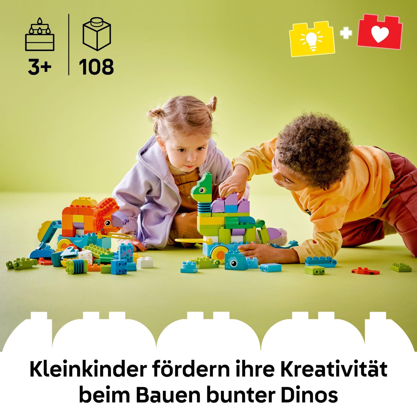 LEGO DUPLO Town Dinos on Wheels 3-in-1 Set - Toys for Girls & Boys Ages 3+ - Diplodocus and T. rex, Triceratops & Stegosaurus or Pteranodon & Parasaurolophus Dinosaur Figures - 10451