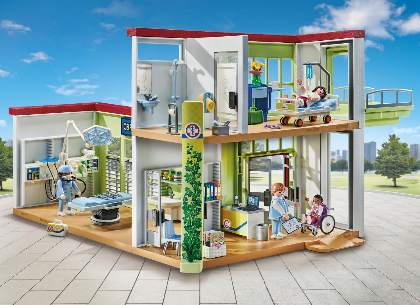 PLAYMOBIL | My Life | Modern Hospital | With four figures, medical devices and accessories | Made from over 80% recycled and bio-based materials | For children aged 4 and over | 71615
