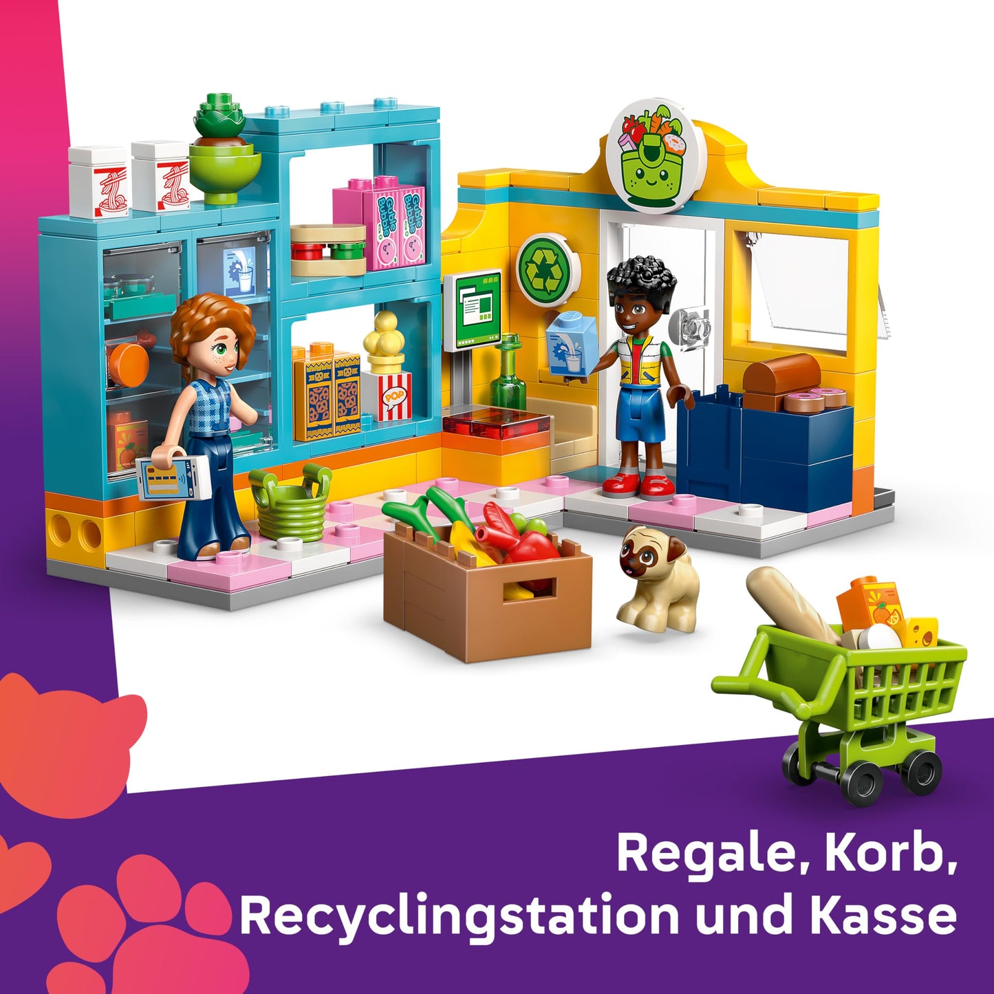 LEGO Friends Heartlake City Mini Market - Toy Shop with 2 Mini Dolls, Dog Figure, Cash Register & Toy Food Accessories - Birthday Gift for Girls Ages 5 and Up - 42680
