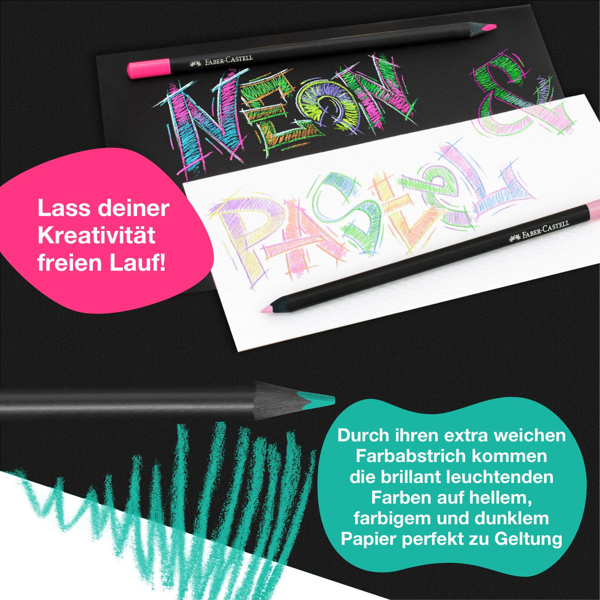 FABER-CASTELL - Colored pencil set Black Edition 100 pieces in a metal case - FC116490