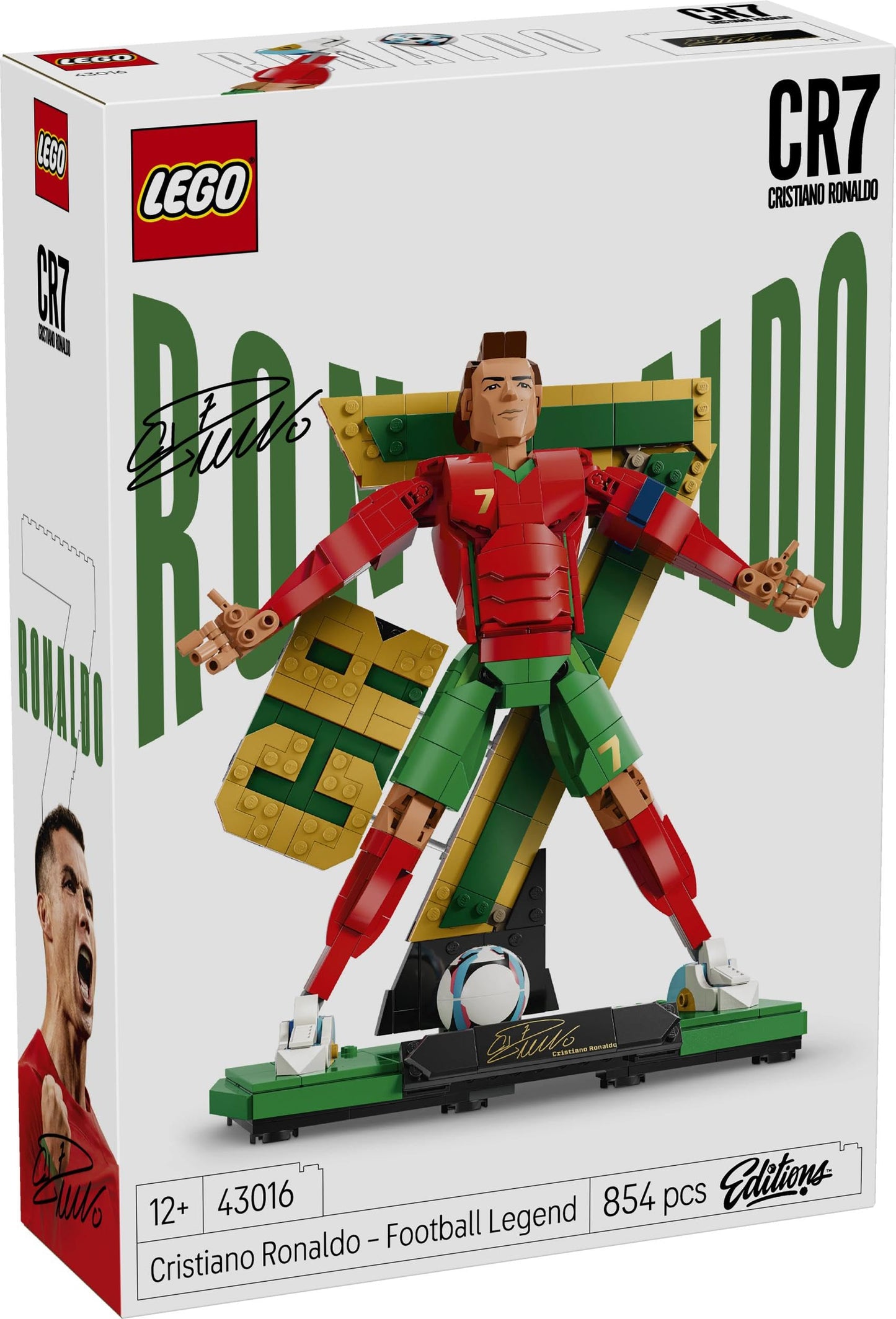 LEGO Editions Cristiano Ronaldo - Football Legend Toy - 3D Figures Model Building - DIY Children's Room Decoration - Gift for Boys, Girls from 12 Years and Adult Sports Fans - 43016
