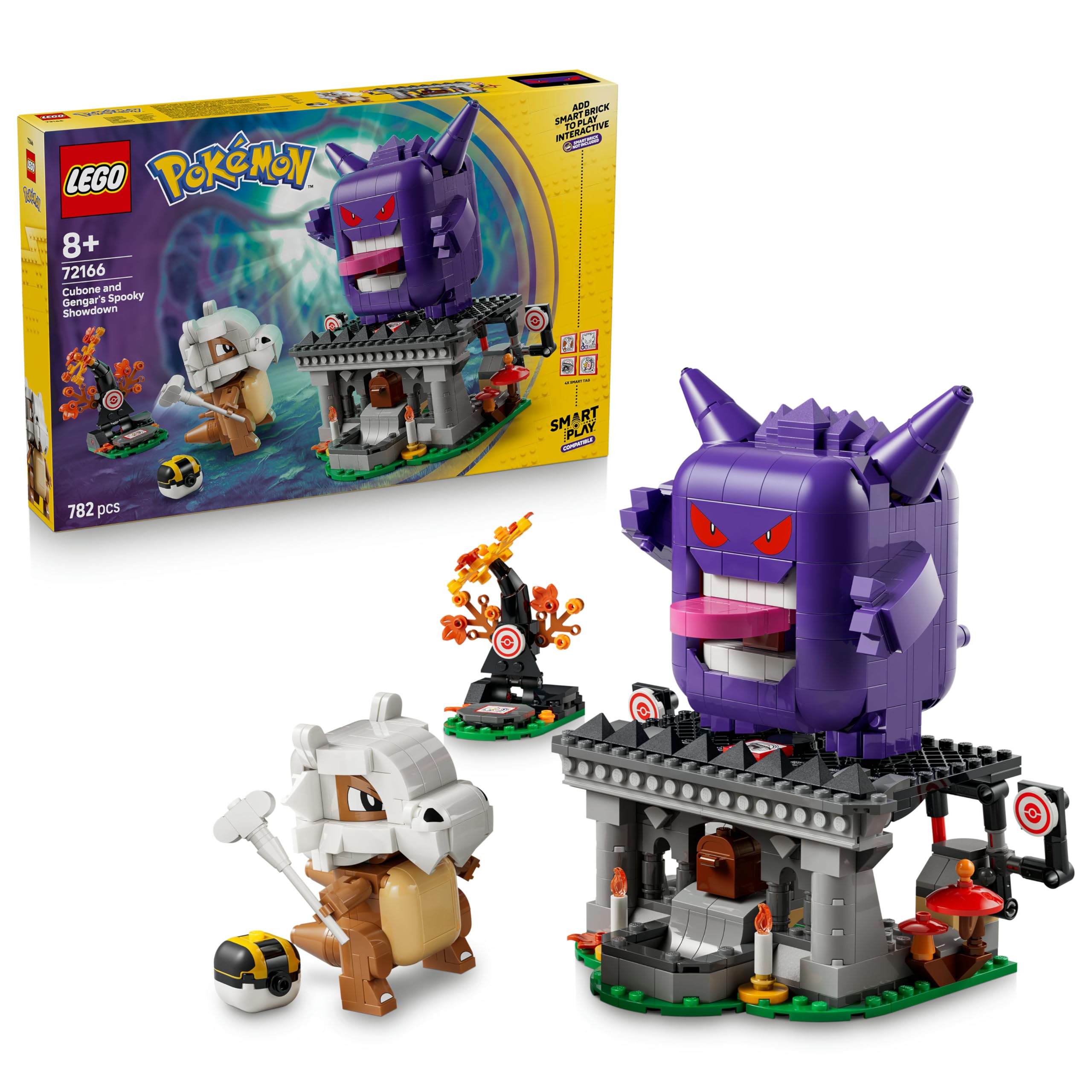 LEGO Pokémon SMART Play: Tragossos and Gengar's scary duel - compatible interactive playset with 4 SMART tags and 2 Pokémon figures - gift idea for children aged 8 and over - 72166