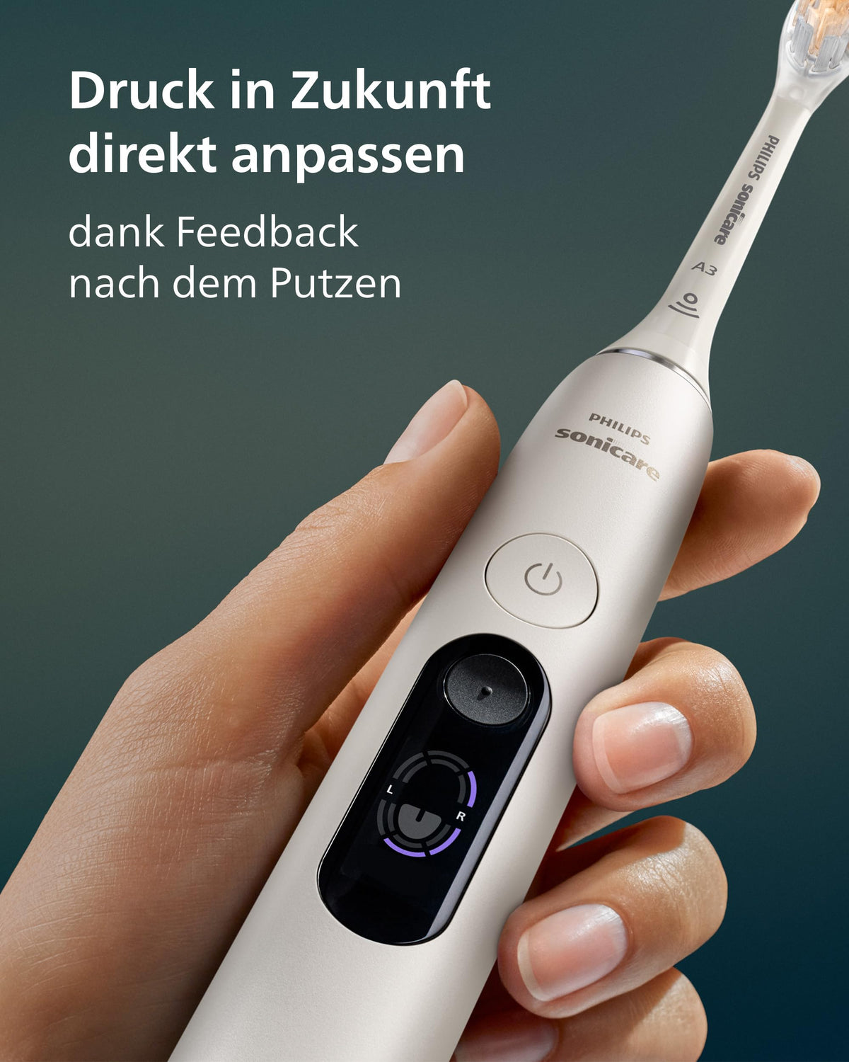 Philips Sonicare Next-Generation DiamondClean 8500 electric toothbrush - featuring smart pressure control and 18 settings, Powder White, HX8515/11