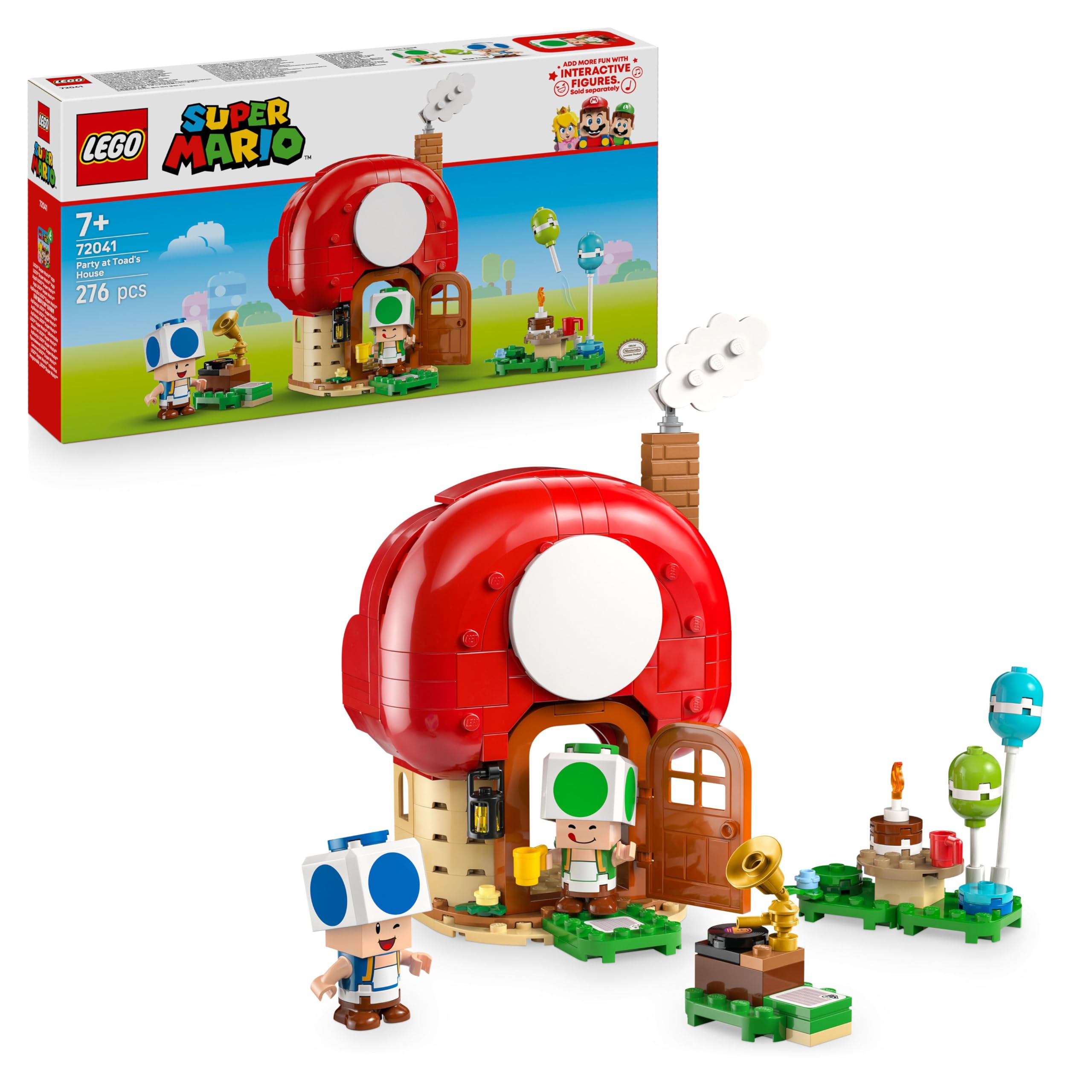 LEGO Super Mario Party at Toad's House - Interactive set with 2 figures, kitchen, bedroom & picnic table - Children's building playset - Gamer gift for boys and girls aged 7 and up - 72041