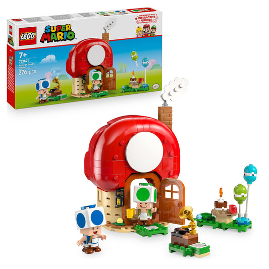 LEGO Super Mario Party at Toad's House - Interactive set with 2 figures, kitchen, bedroom & picnic table - Children's building playset - Gamer gift for boys and girls aged 7 and up - 72041
