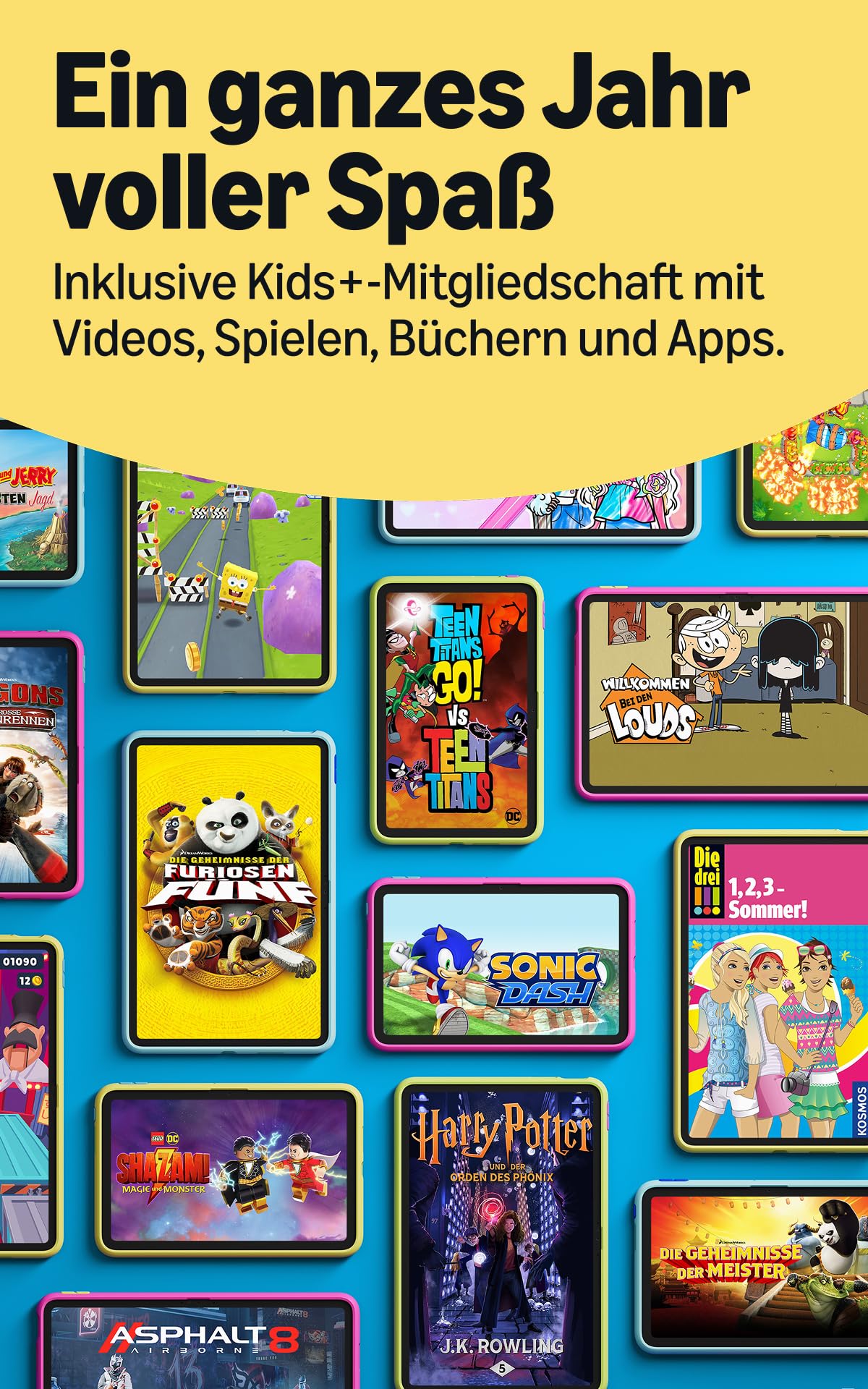 Tableta Amazon Kids 8 (cea mai recentă generație), pentru copii de la 6 ani, display HD de 8,7 inch, baterie pentru întreaga zi, 1 an Kids+ cu videoclipuri, aplicații, jocuri și cărți, inclusiv husă subțire (Pisica curcubeu) - RL3YT5