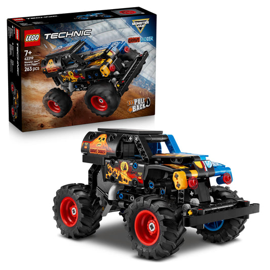 LEGO Technic Monster Jam Grave Digger Fire and ICE - Monster truck model building & construction toy with pull-back motor - Toys for children, girls & boys - Gifts for children - 42219