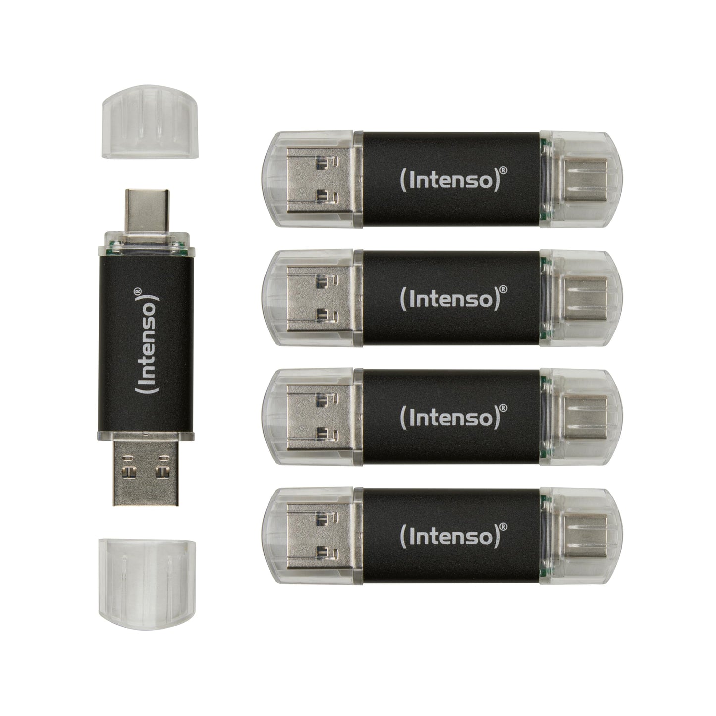 Intenso Twist Line Dual USB stick 5X 32GB - Super Speed USB 3.2 Gen 1x1 with up to 70 MB/s, USB-C and USB-A, anthracite - 3539585