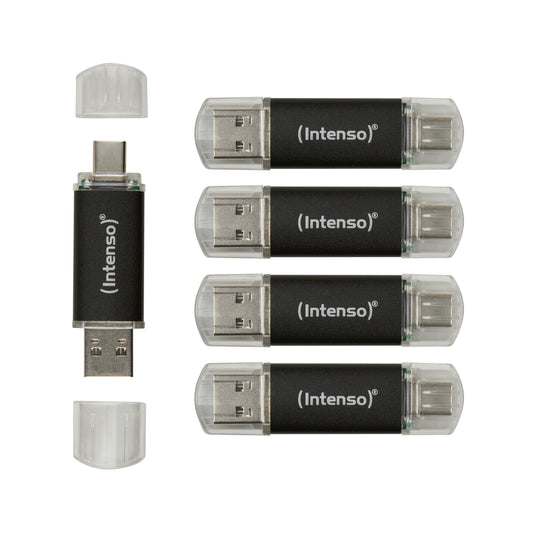 Intenso Twist Line Dual USB stick 5X 32GB - Super Speed USB 3.2 Gen 1x1 with up to 70 MB/s, USB-C and USB-A, anthracite - 3539585
