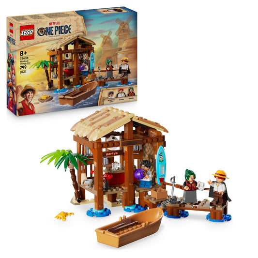 LEGO ONE PIECE Windmill Village Hut - toy with boat, boys Luffy, Shanks & Makino minifigures and accessories - including profile - anime gift for boys, girls & fans aged 8 and over - 75636